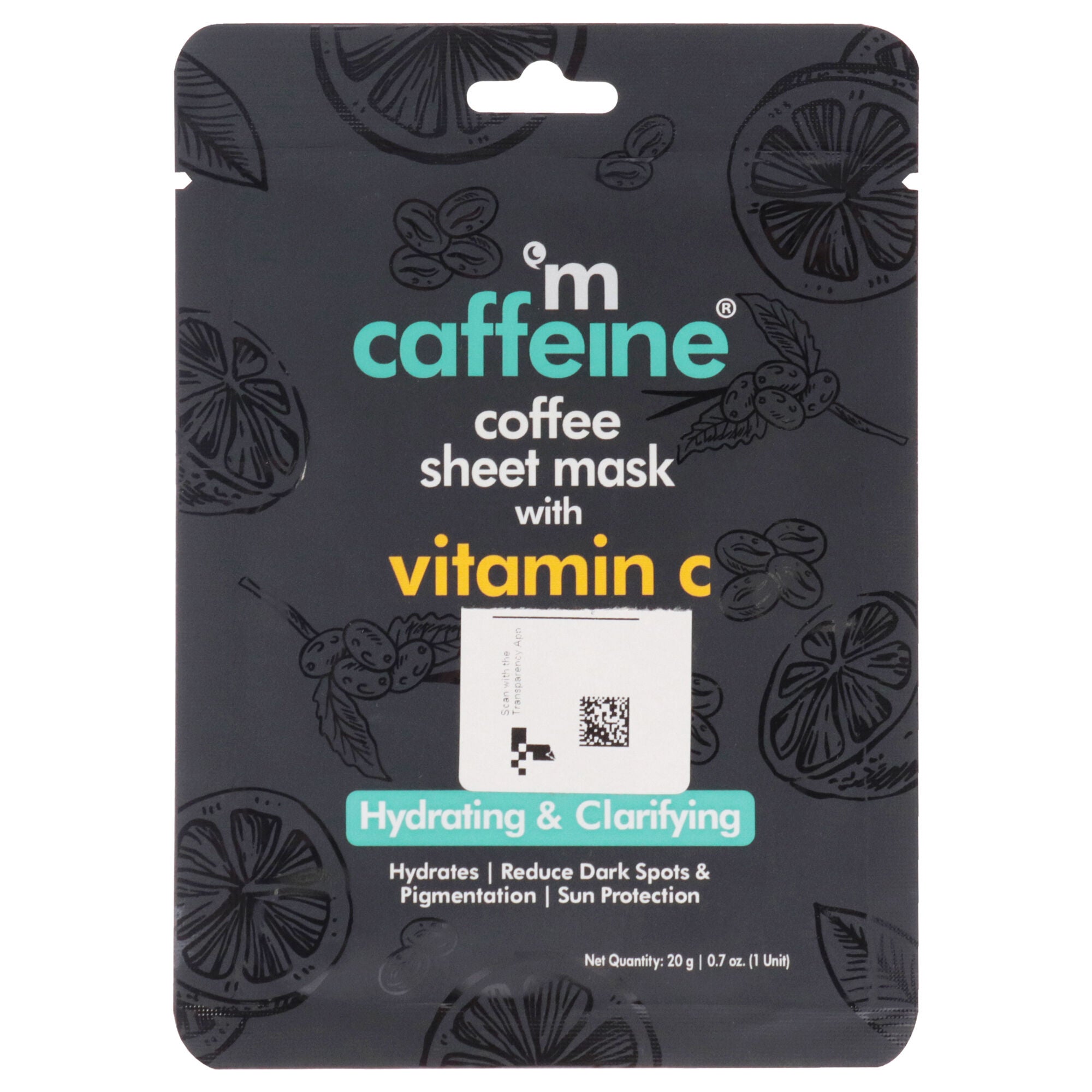 Coffee Sheet Mask with Vitamin C by mCaffeine for Unisex - 0.7 oz Mask, See Description, hi-res image number 0