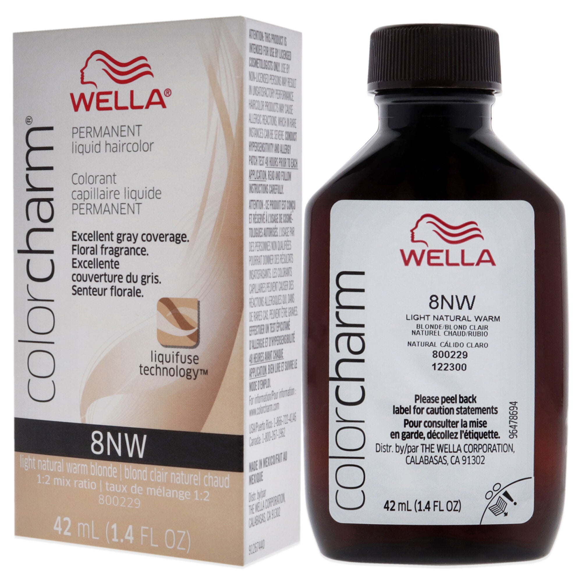 Color Charm Permanent Liquid Hair Color - 8NW Light Natural Warm Blonde by Wella for Unisex - 1.42 oz Hair Color, See Description, alternate image number 3