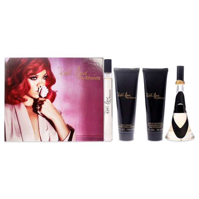 Rebl Fleur by Rihanna for Women - 4 Pc Gift Set 3.4oz EDP Spray, 3oz Body Lotion, 3oz Bath and Shower Gel, 10ml EDP Spray, NA, hi-res image number null
