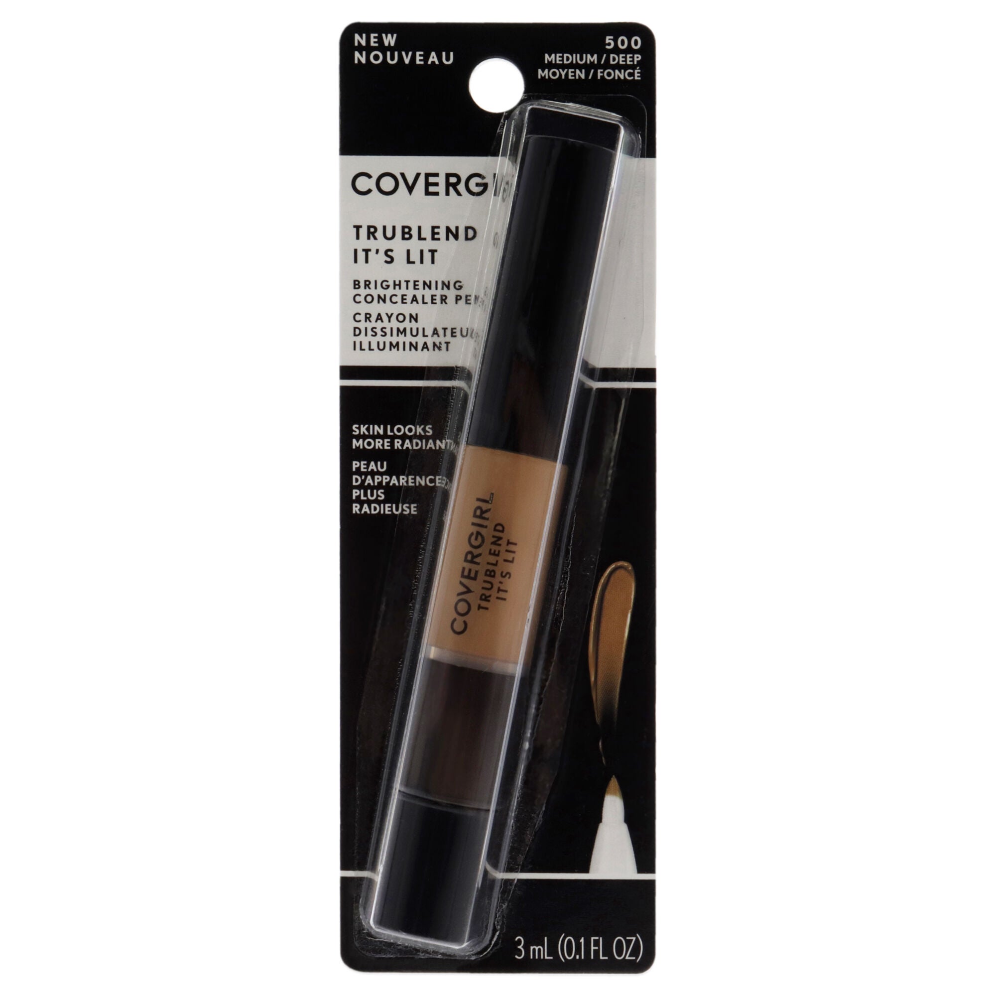 TruBlend Its Lit Brightening Concealer Pen - 500 Medium-Deep by CoverGirl for Women - 0.1 oz Concealer, See Description, hi-res image number 0