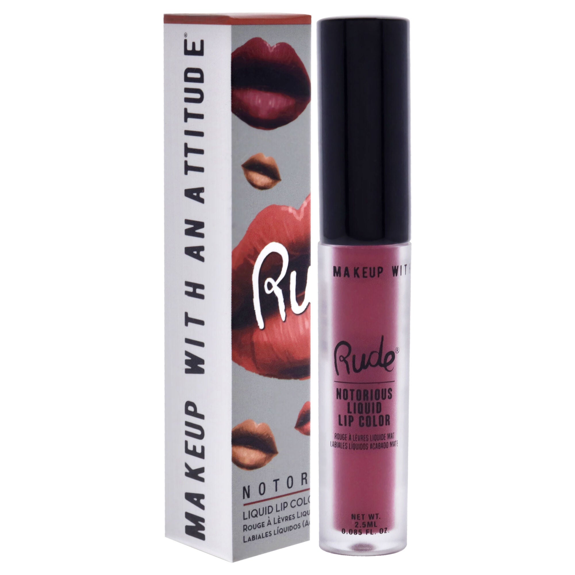 Notorious Liquid Lip Color - Wicked Thoughts by Rude Cosmetics for Women - 0.1 oz Lipstick, See Description, alternate image number 1