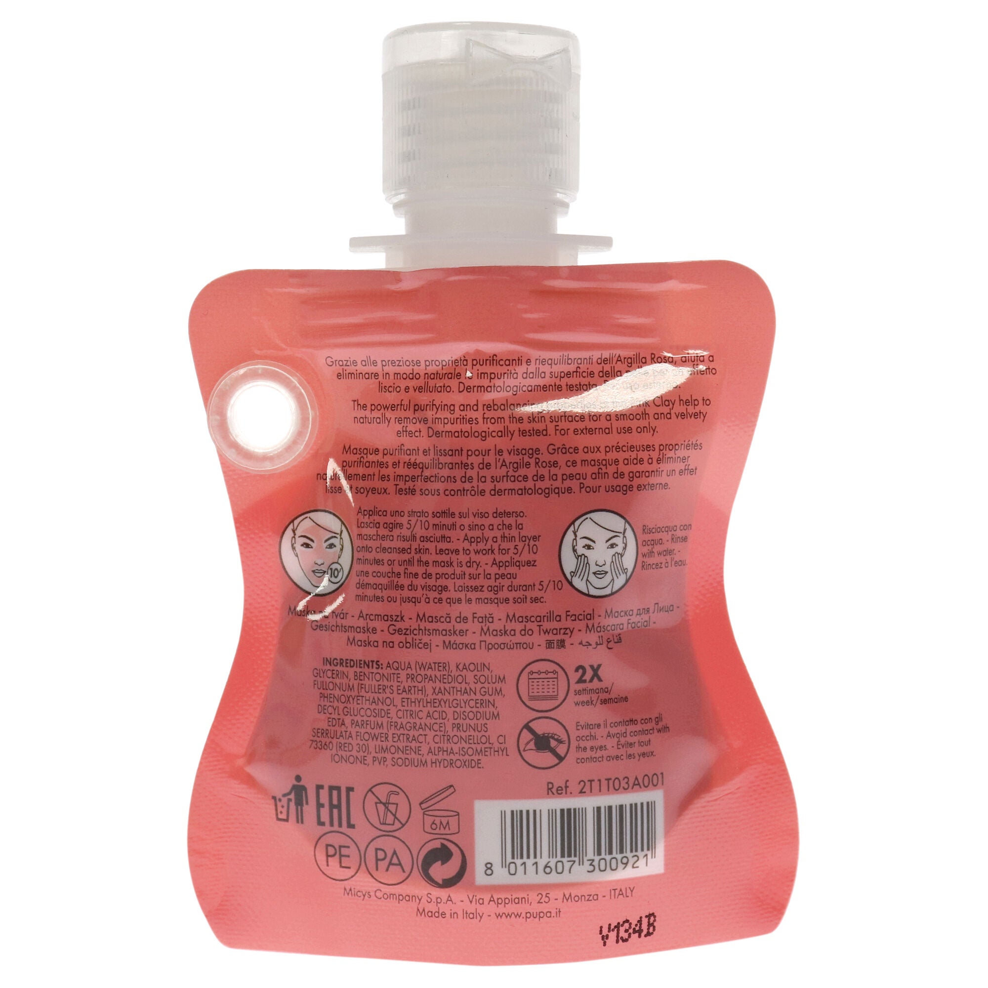 Purifying and Smoothing Face Mask - Pink Clay by Pupa Milano for Unisex - 1 oz Mask, , alternate image number 3