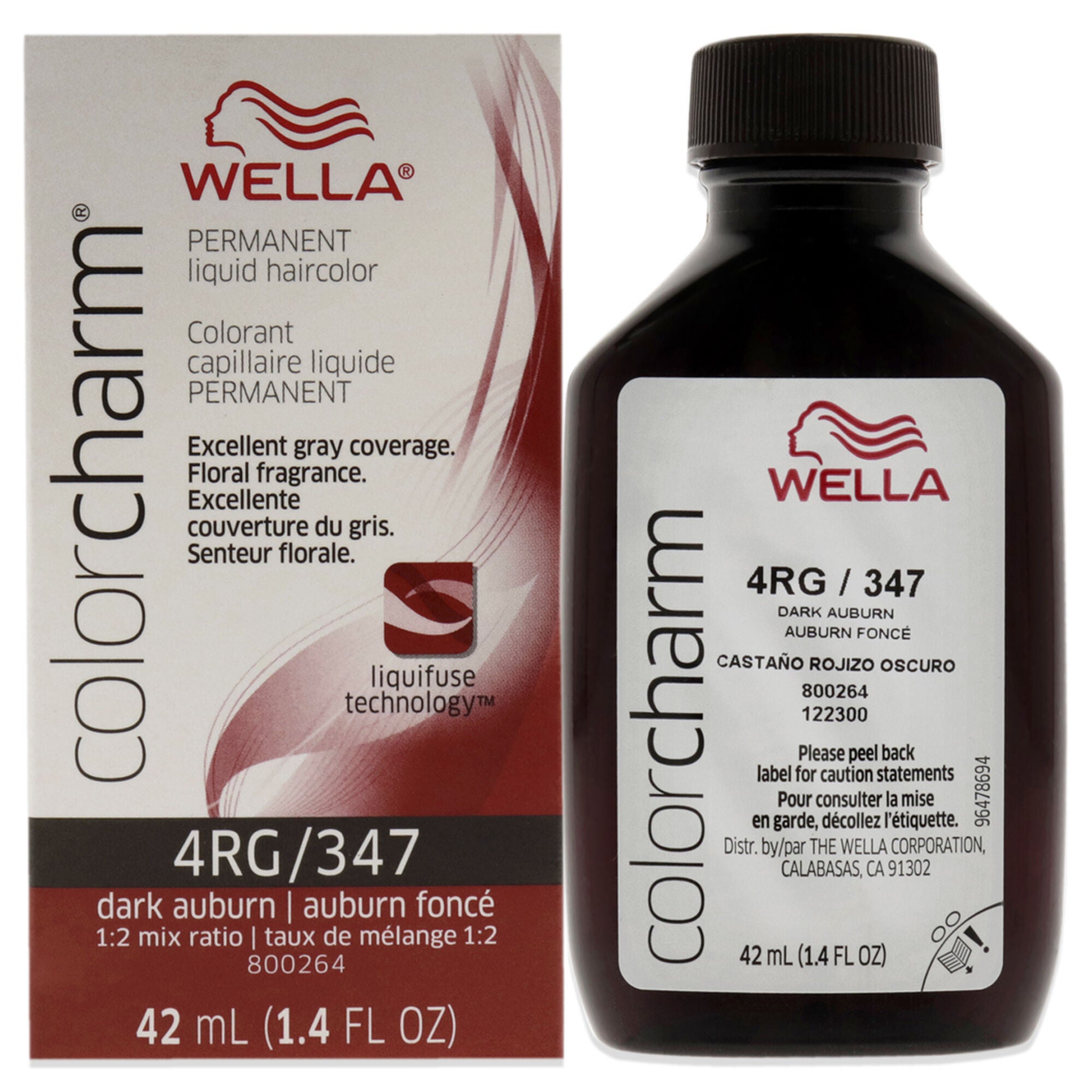 Color Charm Permanent Liquid Hair Color - 347 4RG Dark Auburn by Wella for Unisex - 1.42 oz Hair Color, See Description, hi-res image number 0