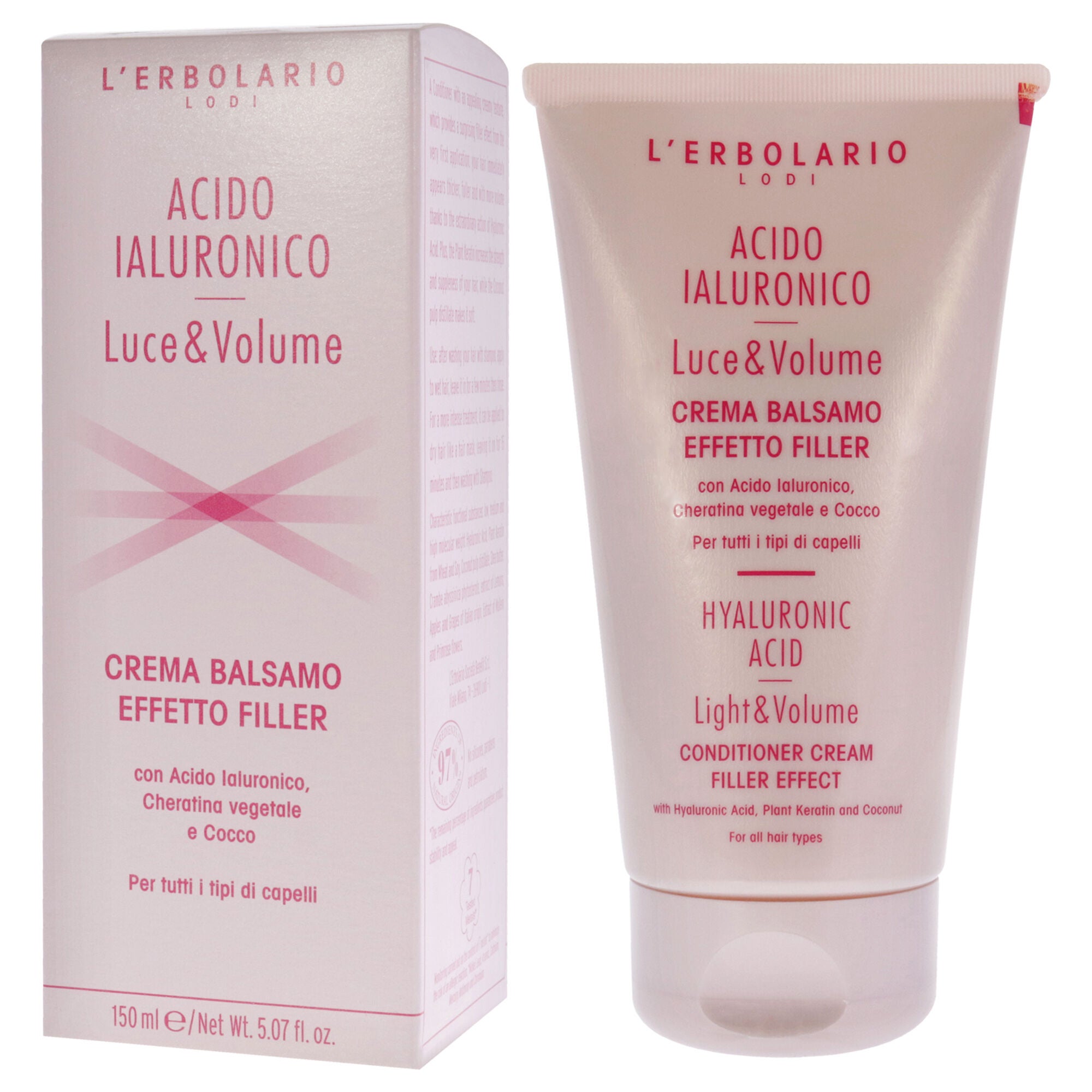 Hyaluronic Acid Light and Volume Conditioner Cream by LErbolario for Unisex - 5.07 oz Conditioner, See Description, alternate image number 2