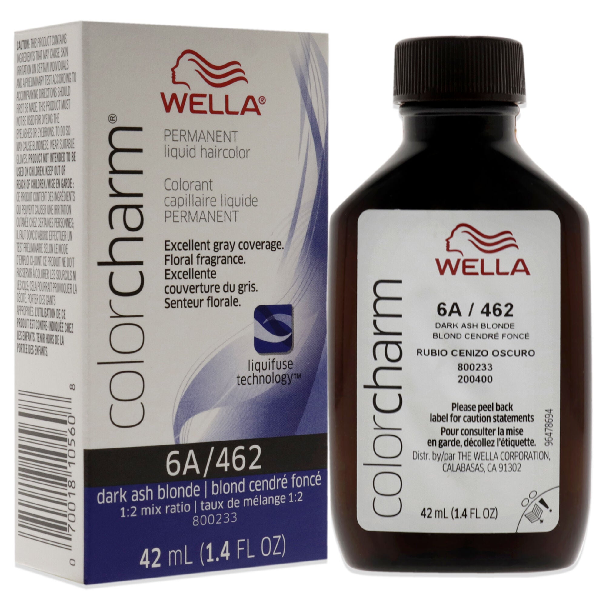 Color Charm Permanent Liquid Haircolor - 462 6A Dark Ash Blonde by Wella for Unisex - 1.4 oz Hair Color, See Description, alternate image number 2