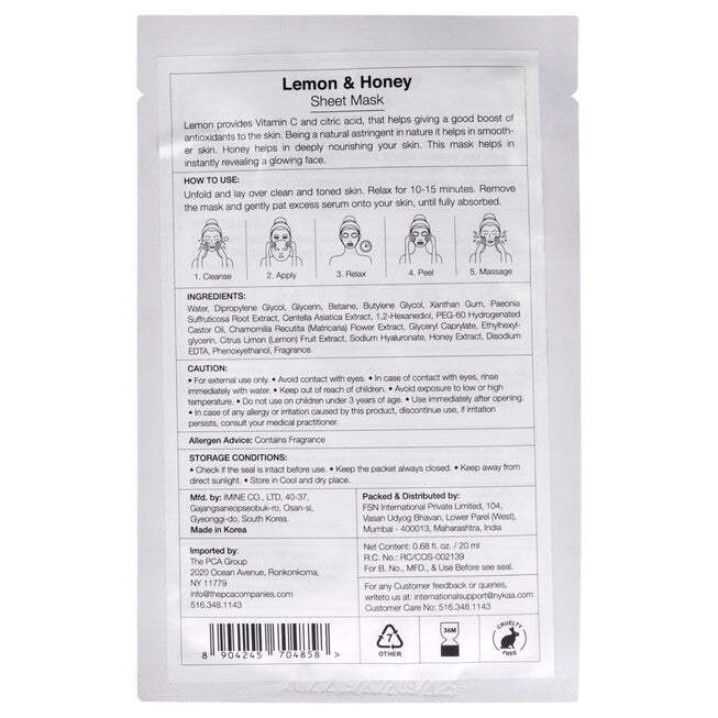 Skin Secrets Sheet Mask - Lemon and Honey by Nykaa Naturals for Women - 1 Pc Mask, , alternate image number 4