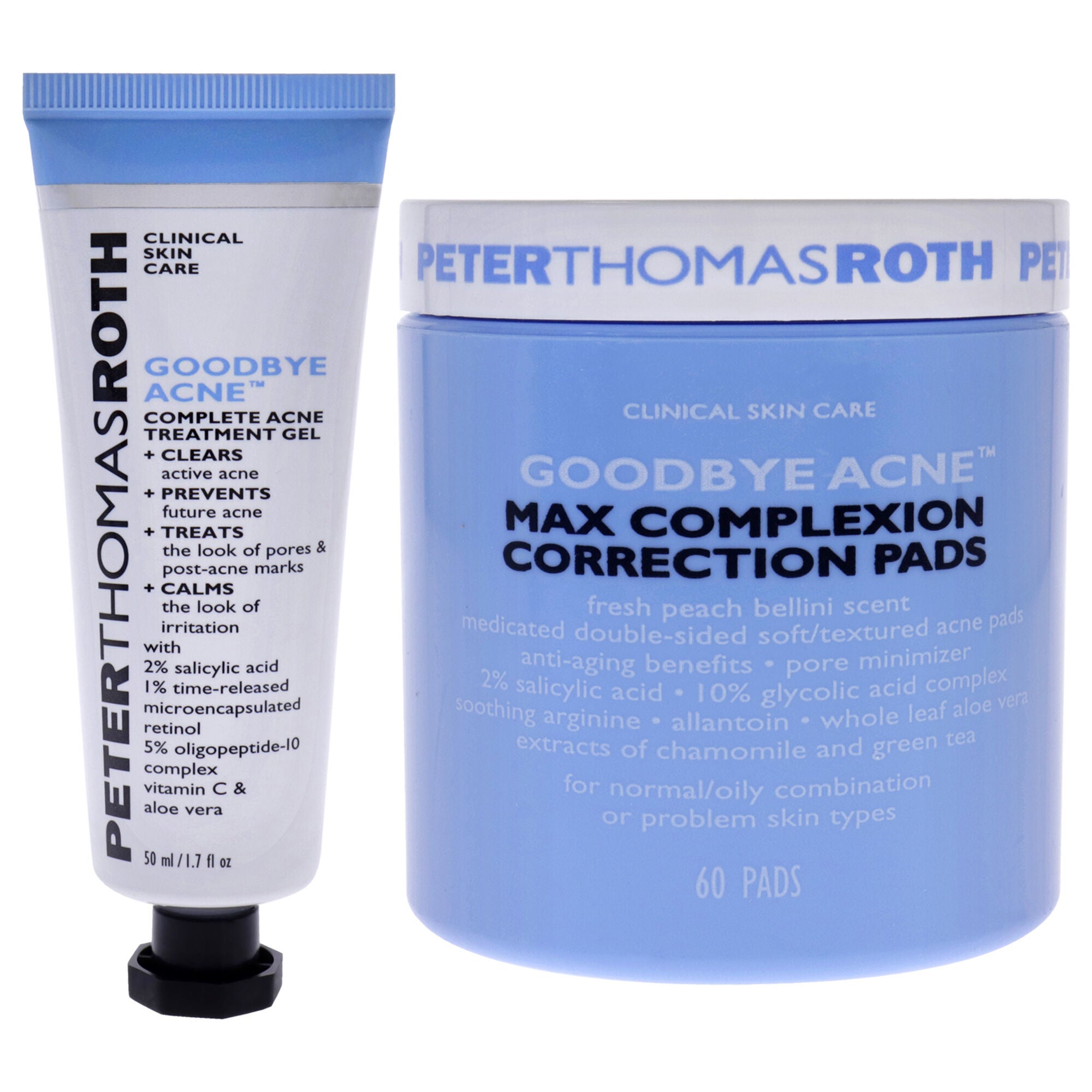 Goodbye Acne Treatment Pair by Peter Thomas Roth for Women - 2 Pc 1.7oz Complete Acne Treatment Gel, 60 Max Complexion Correction Pads, See Description, alternate image number 4