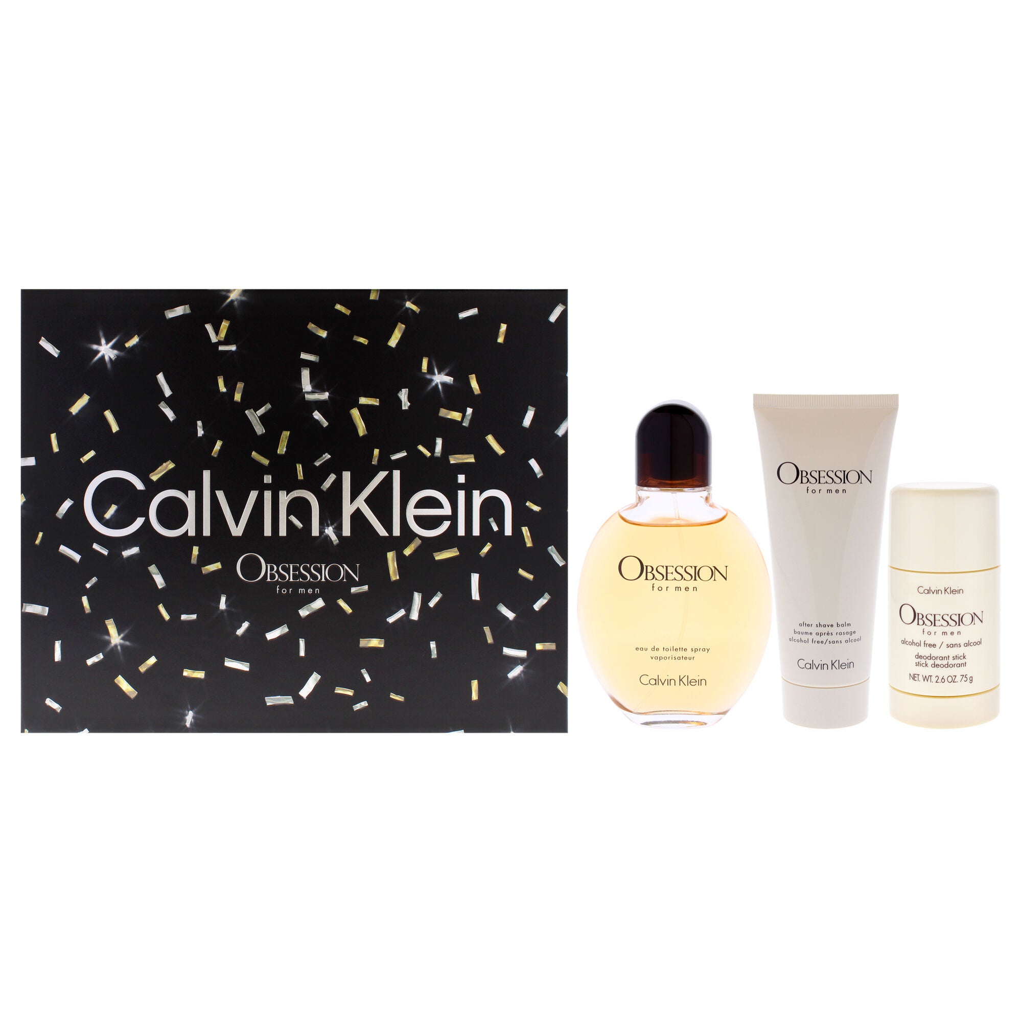 Obsession by Calvin Klein for Men - 3 Pc Gift Set 4oz EDT Spray, 2.6oz Deodorant Stick, 3.3oz After Shave Balm, See Description, hi-res image number 0
