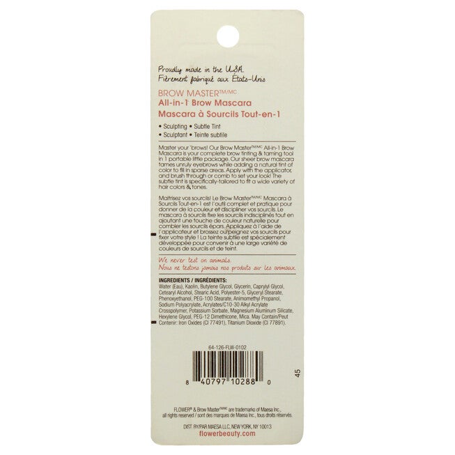 Brow Master All-In-1 Brow Mascara - AB1 Light Medium by Flower Beauty for Women - 0.35 oz Eyebrow, See Description, alternate image number 1