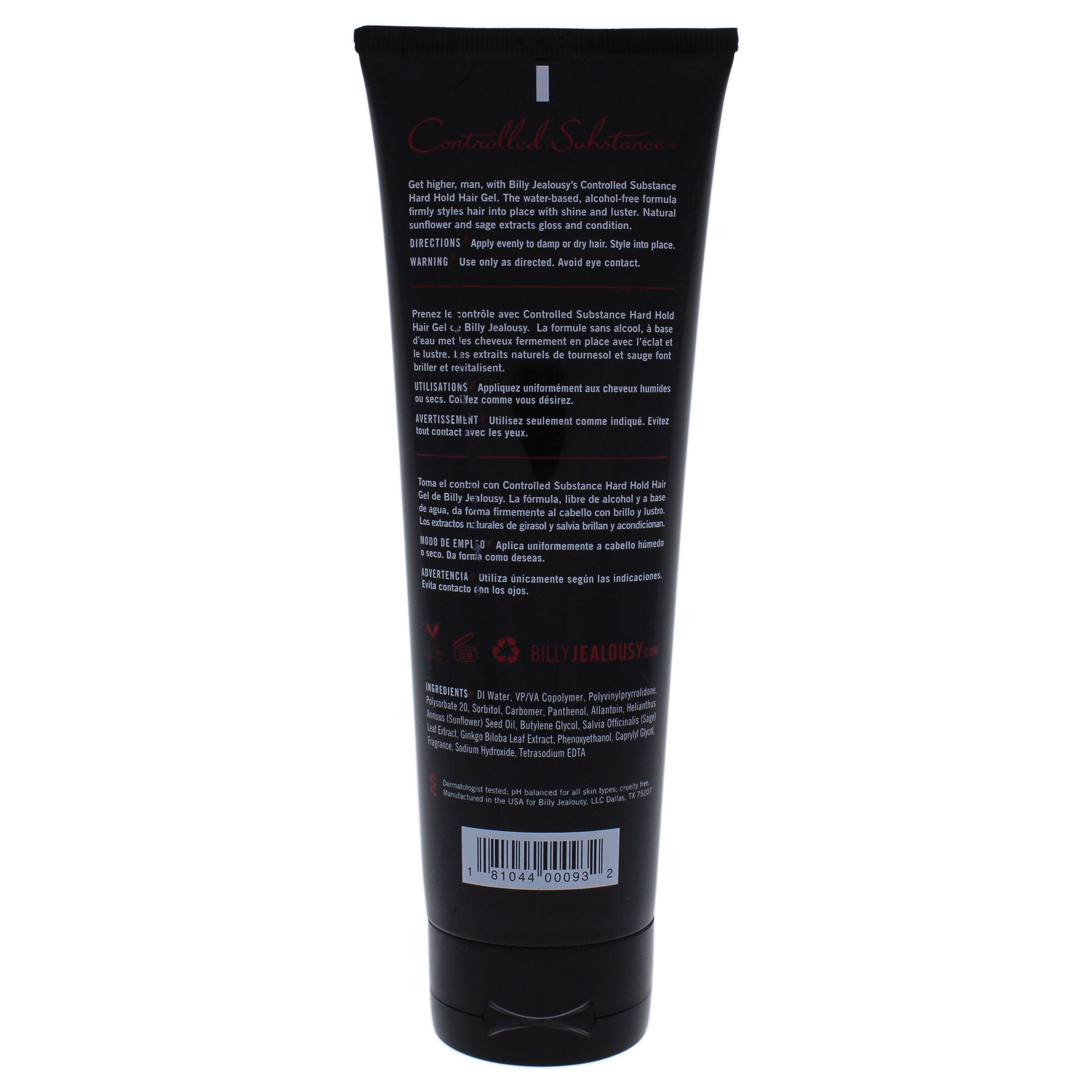 Controlled Substance Hard Hold Hair Gel by Billy Jealousy for Unisex - 8.4 oz Gel, , alternate image number 3