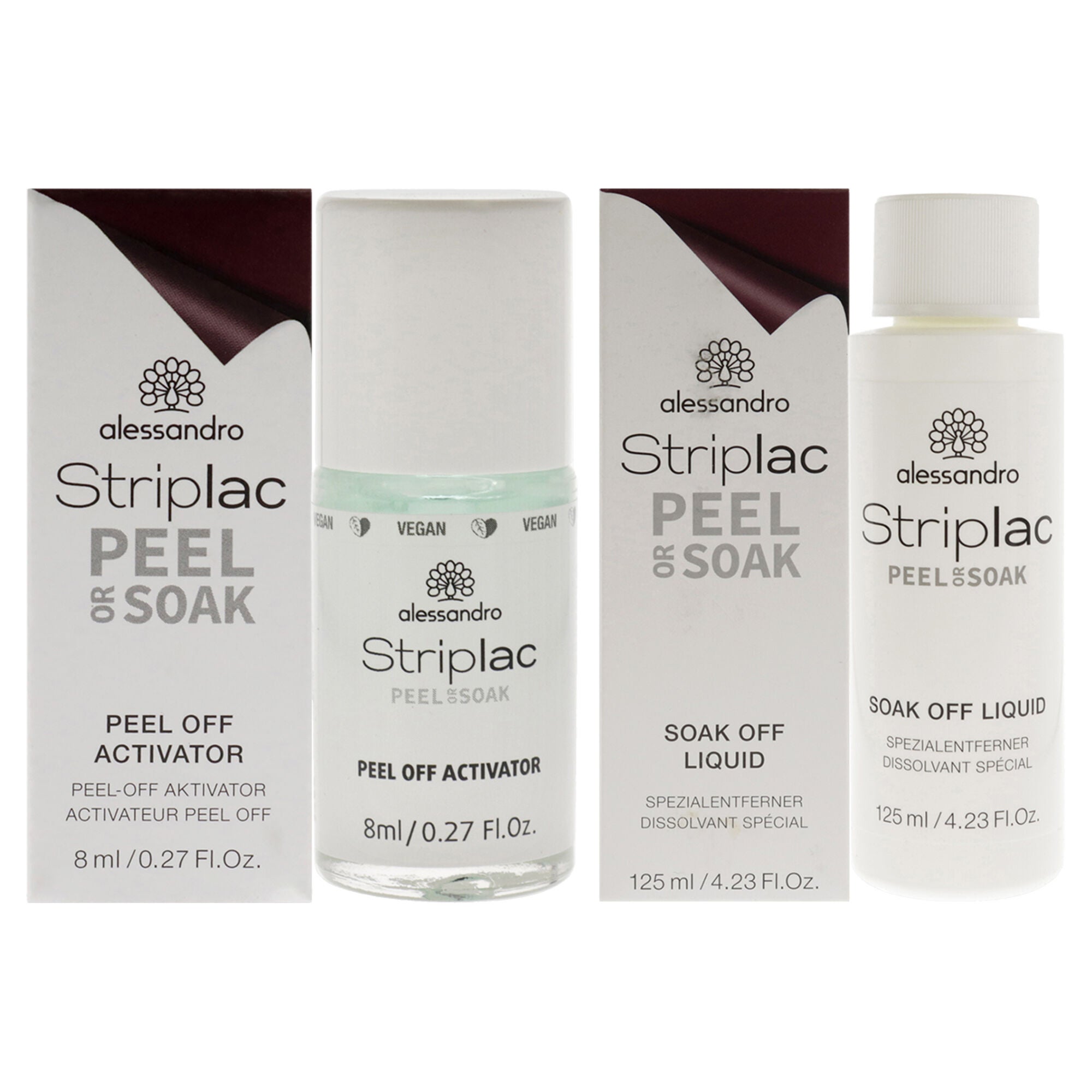 Striplac Peel or Soak Off Liquid and Peel Off Activator Kit by Alessandro for Women 2 Pc Kit 4.23 oz Nail Remover, 0.27 oz Nail Polish, See Description, hi-res image number 0