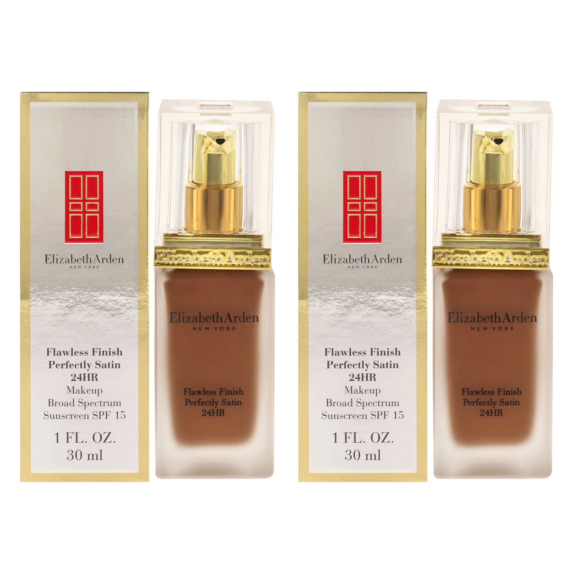 Flawless Finish Perfectly Satin 24HR Makeup SPF 15 - 17 Cocoa by Elizabeth Arden for Women - 1 oz Foundation - Pack of 2, Brown, hi-res image number 0