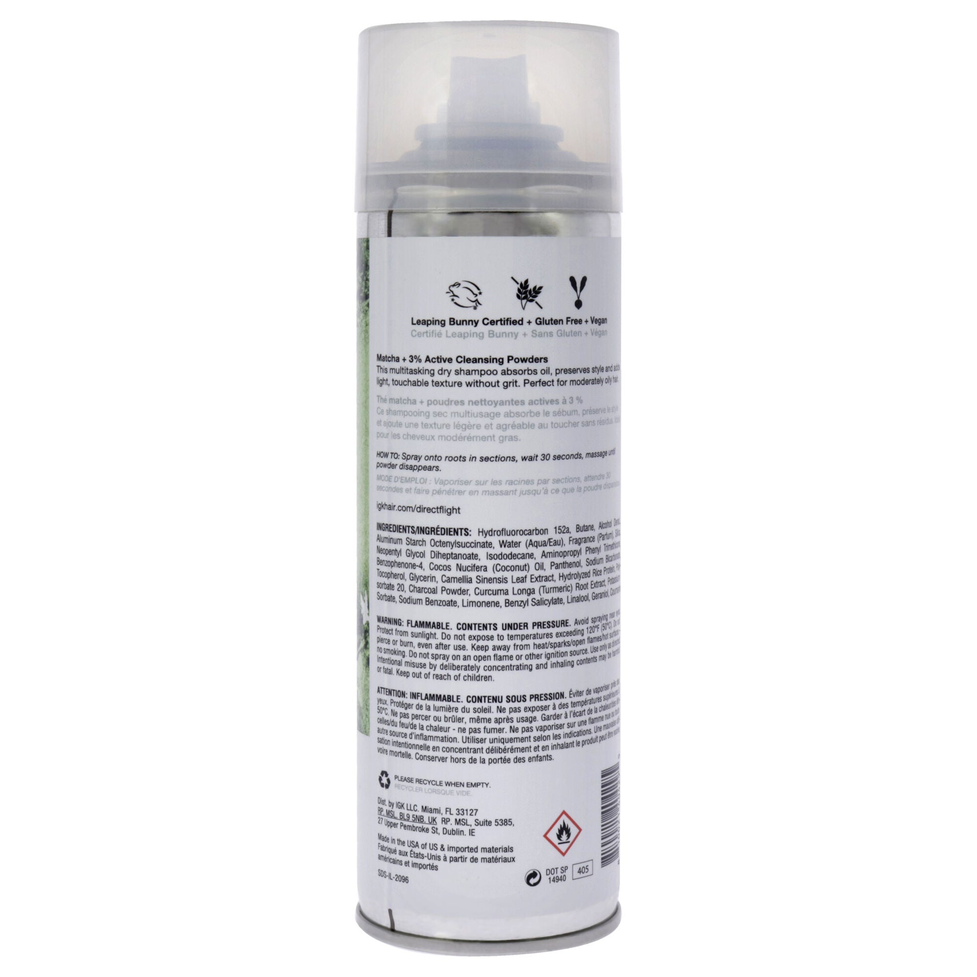 Direct Flight Matcha Dry Shampoo by IGK for Unisex - 6.3 oz Dry Shampo, See Description, alternate image number 1