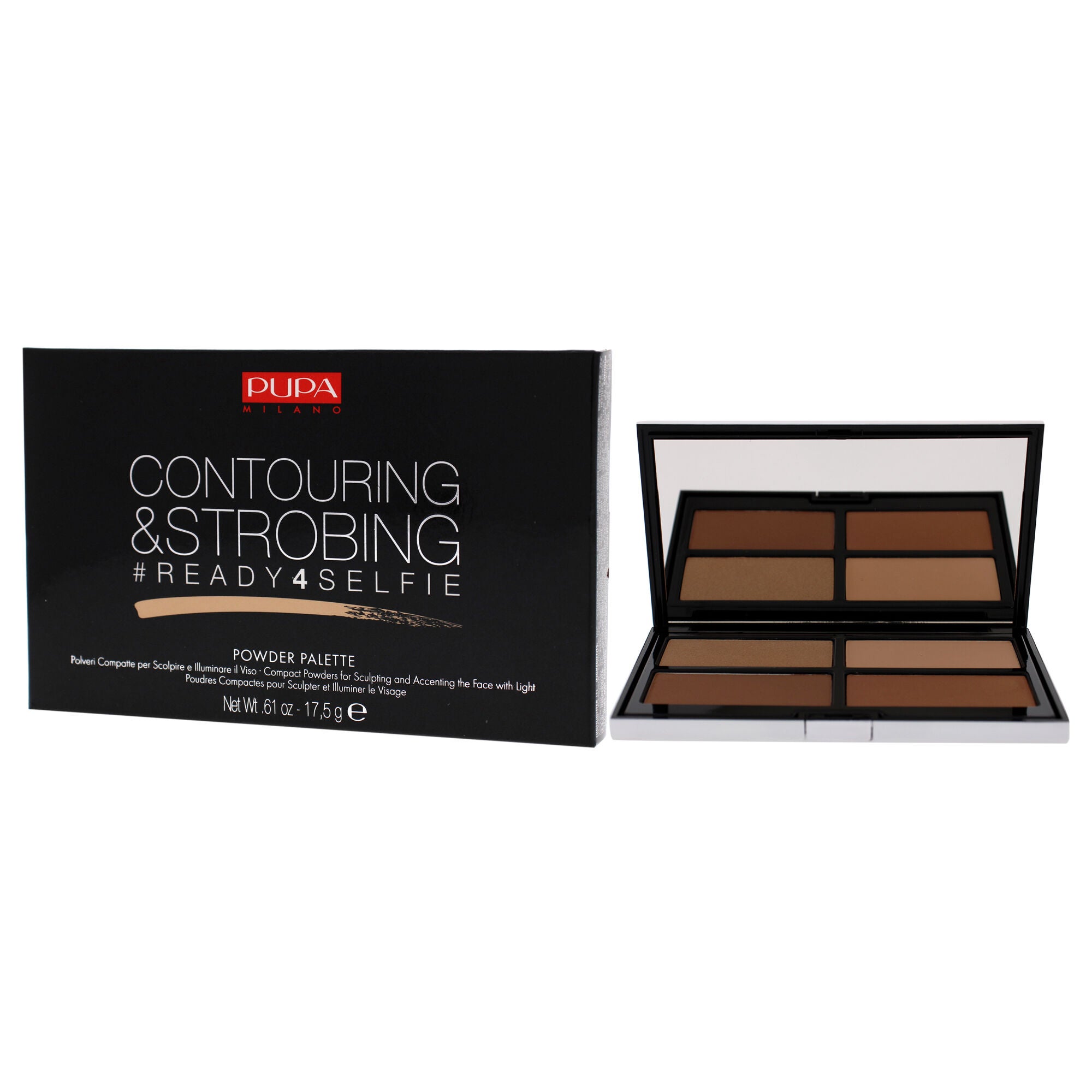 Ready 4 Selfie Contouring And Strobing Powder Palette - 002 Medium Skin by Pupa Milano for Women - 0.61 oz Makeup, See Description, alternate image number 1