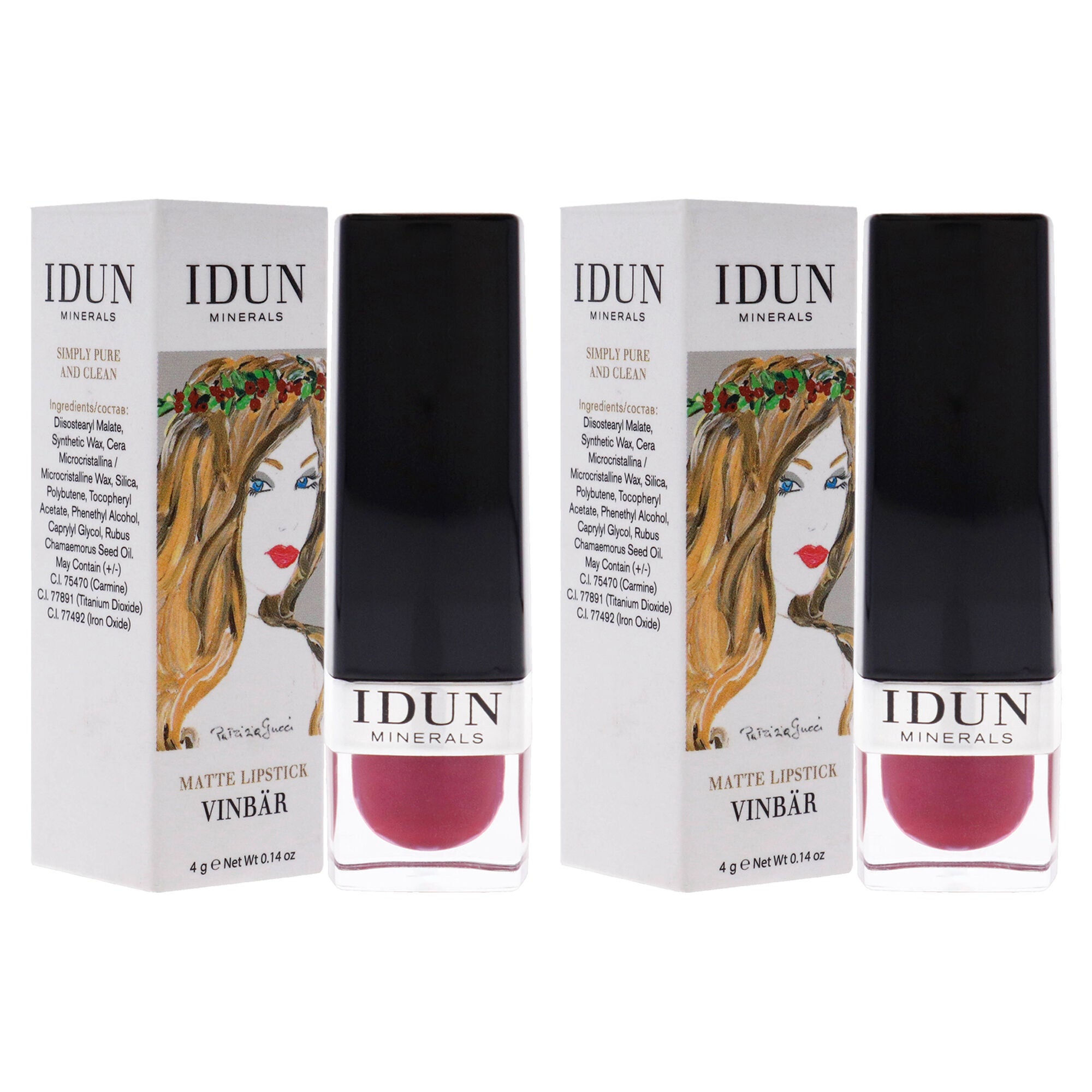 Matte Lipstick - 105 Vinbar by Idun Minerals for Women - 0.14 oz Lipstick - Pack of 2, , alternate image number 6