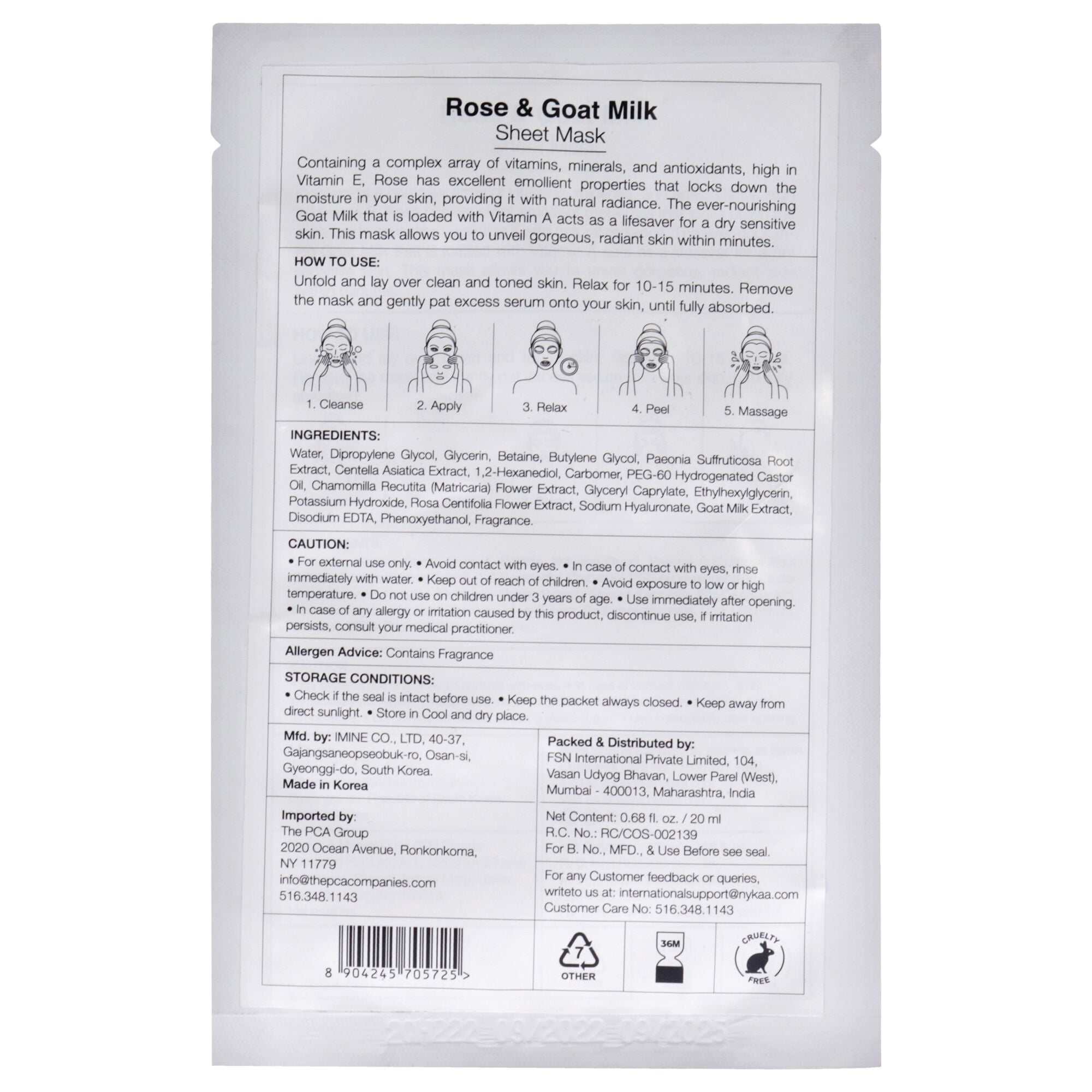 Skin Secrets Sheet Mask - Rose and Goat Milk by Nykaa Naturals for Women - 1 Pc Mask, See Description, alternate image number 2