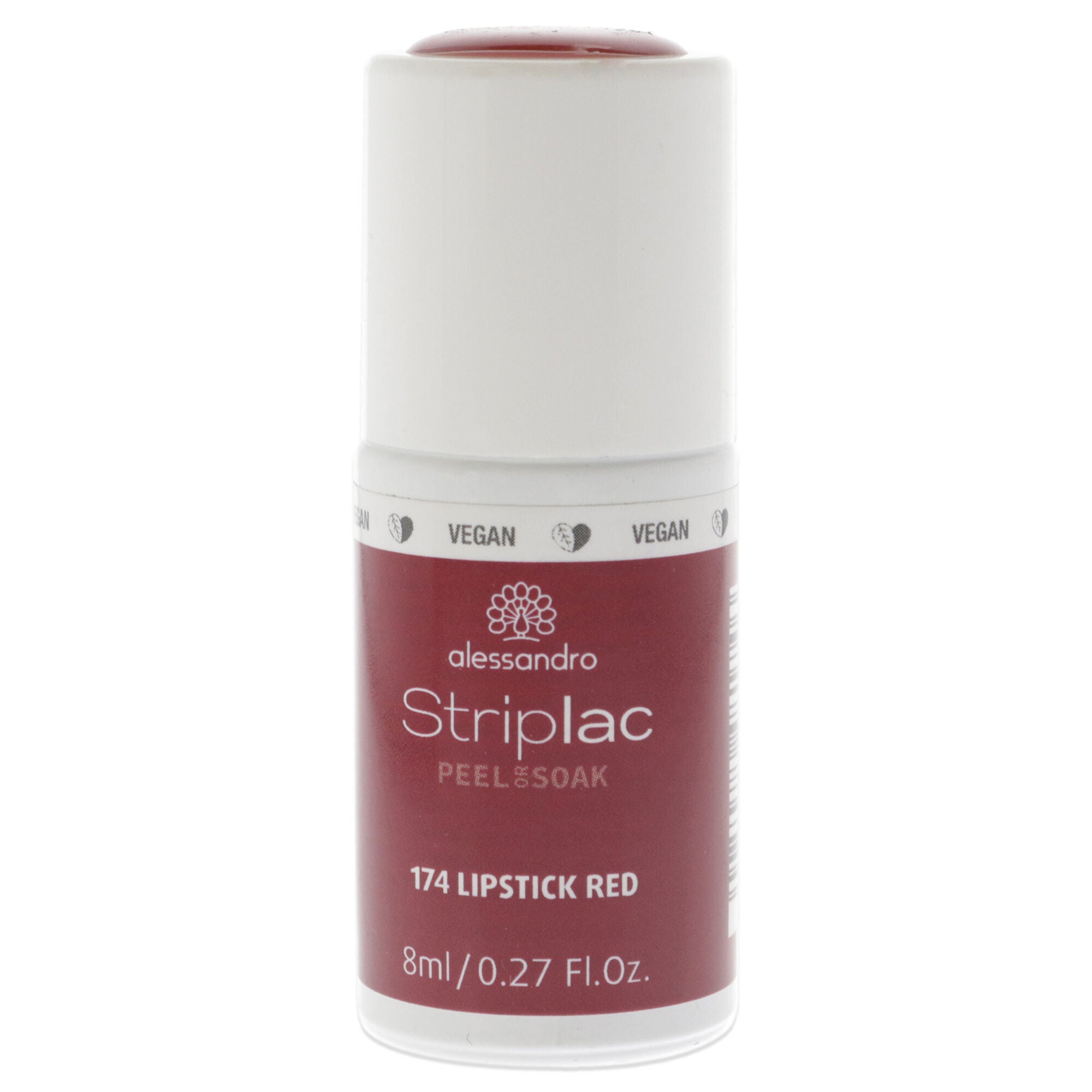 Striplac Peel or Soak - 174 Lipstick Red by Alessandro for Women - 0.27 oz Nail Polish, See Description, hi-res image number 0