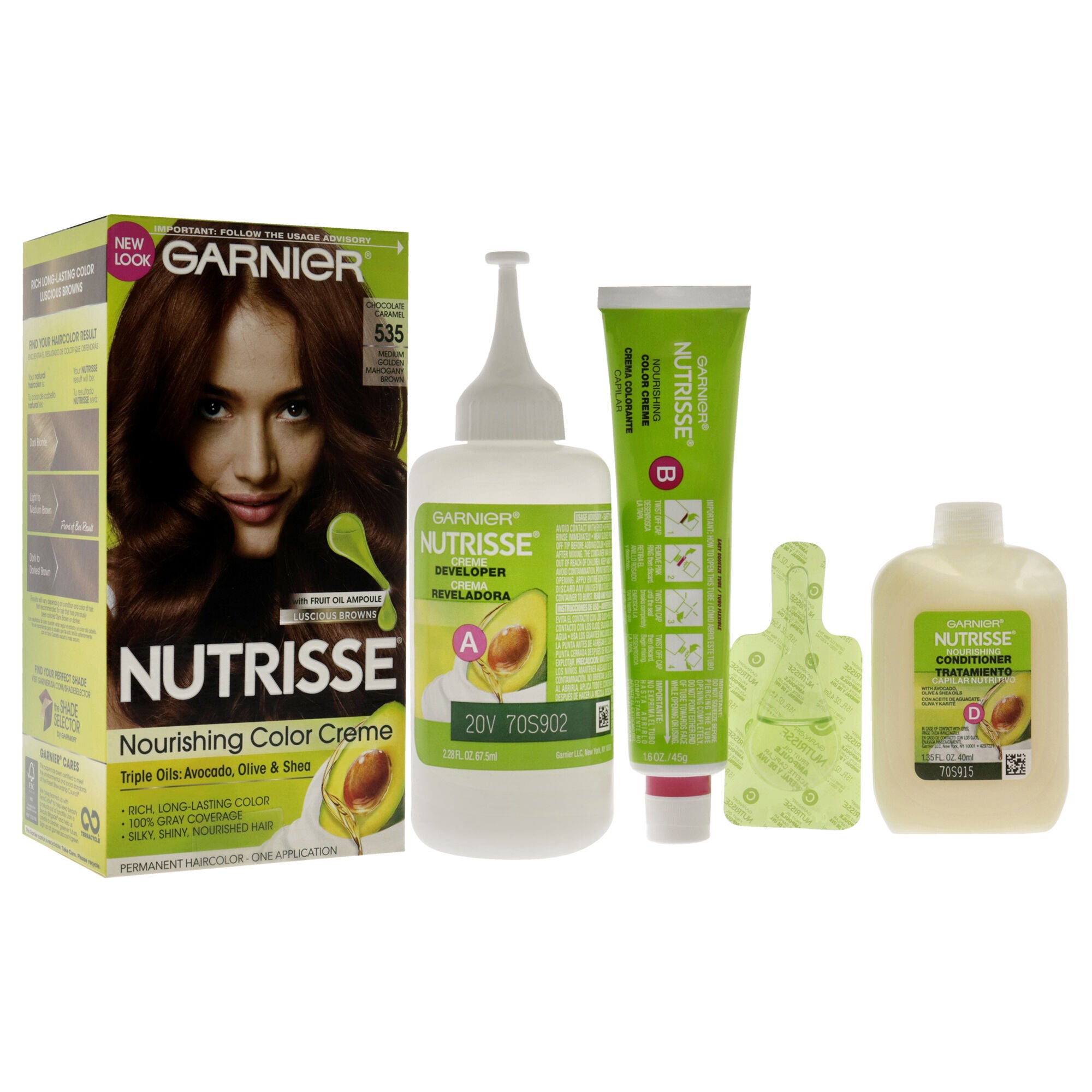 Nutrisse Nourishing Color Creme - 535 Medium Golden Mahogany Brown by Garnier for Unisex - 1 Application Hair Color, See Description, alternate image number 2