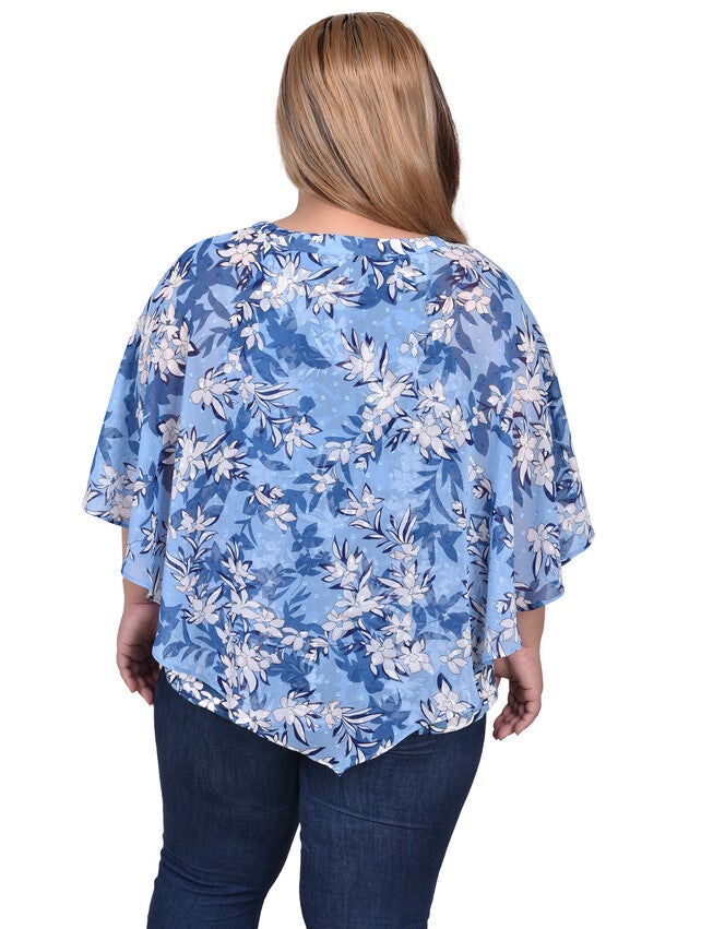Chiffon Poncho Top With Ring, , alternate image number null