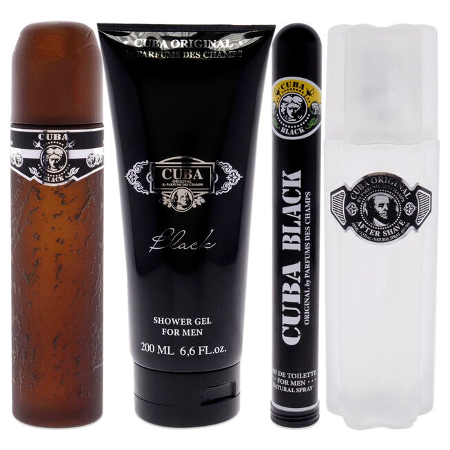 Cuba Black by Cuba for Men - 4 Pc Gift Set 3.4oz EDT Spray, 1.7oz EDT Spray, 3.3oz After Shave, 6.7oz Shower Gel, , alternate image number null
