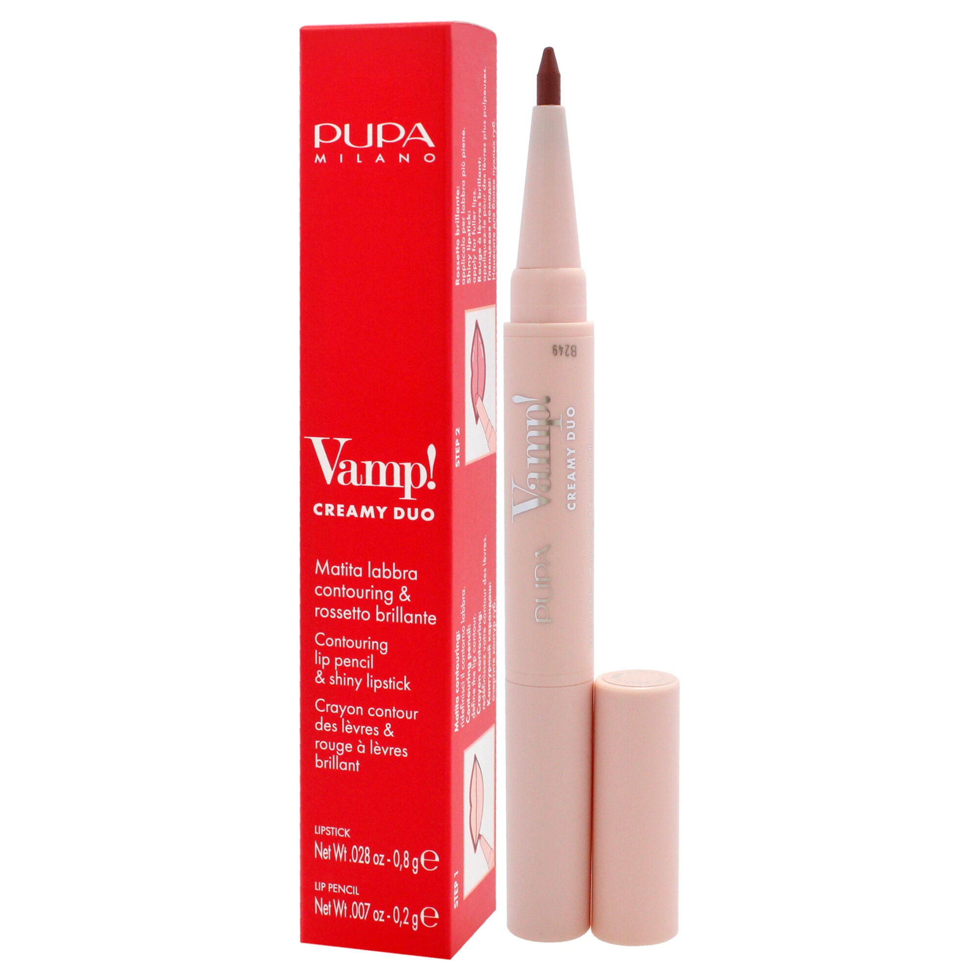 Vamp! Creamy Duo Contouring Lip Pencil and Shiny Lipstick - 003 Warm Nude by Pupa Milano for Women - 0.035 oz Makeup, See Description, alternate image number 2