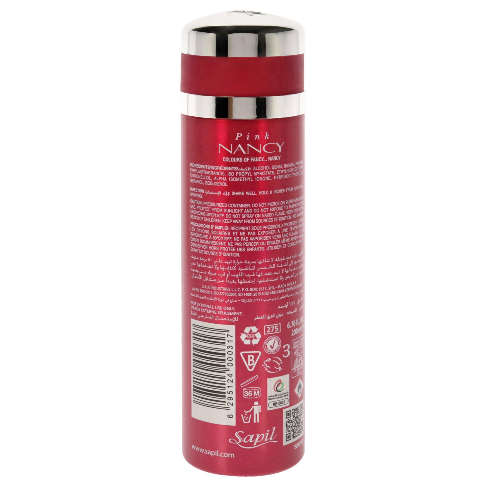 Pink Nancy by Sapil for Women - 6.76 oz Deodorant Spray, See Description, alternate image number 2