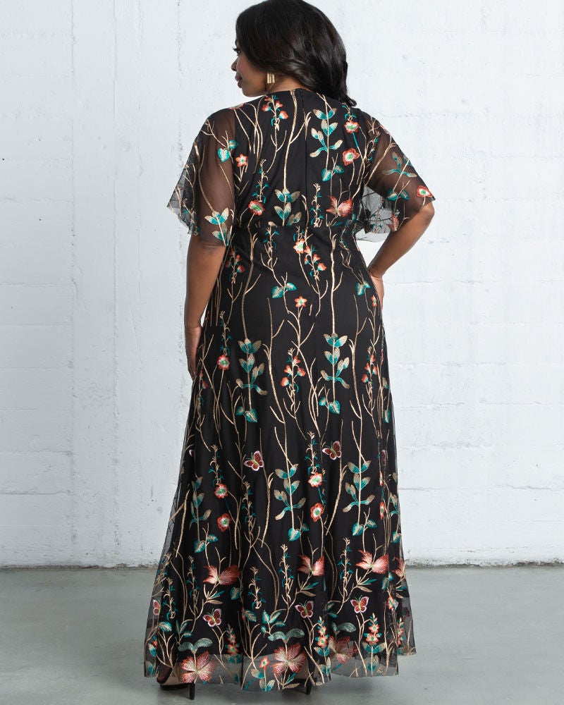 Embroidered Elegance Evening Gown, Onyx, alternate image number 1