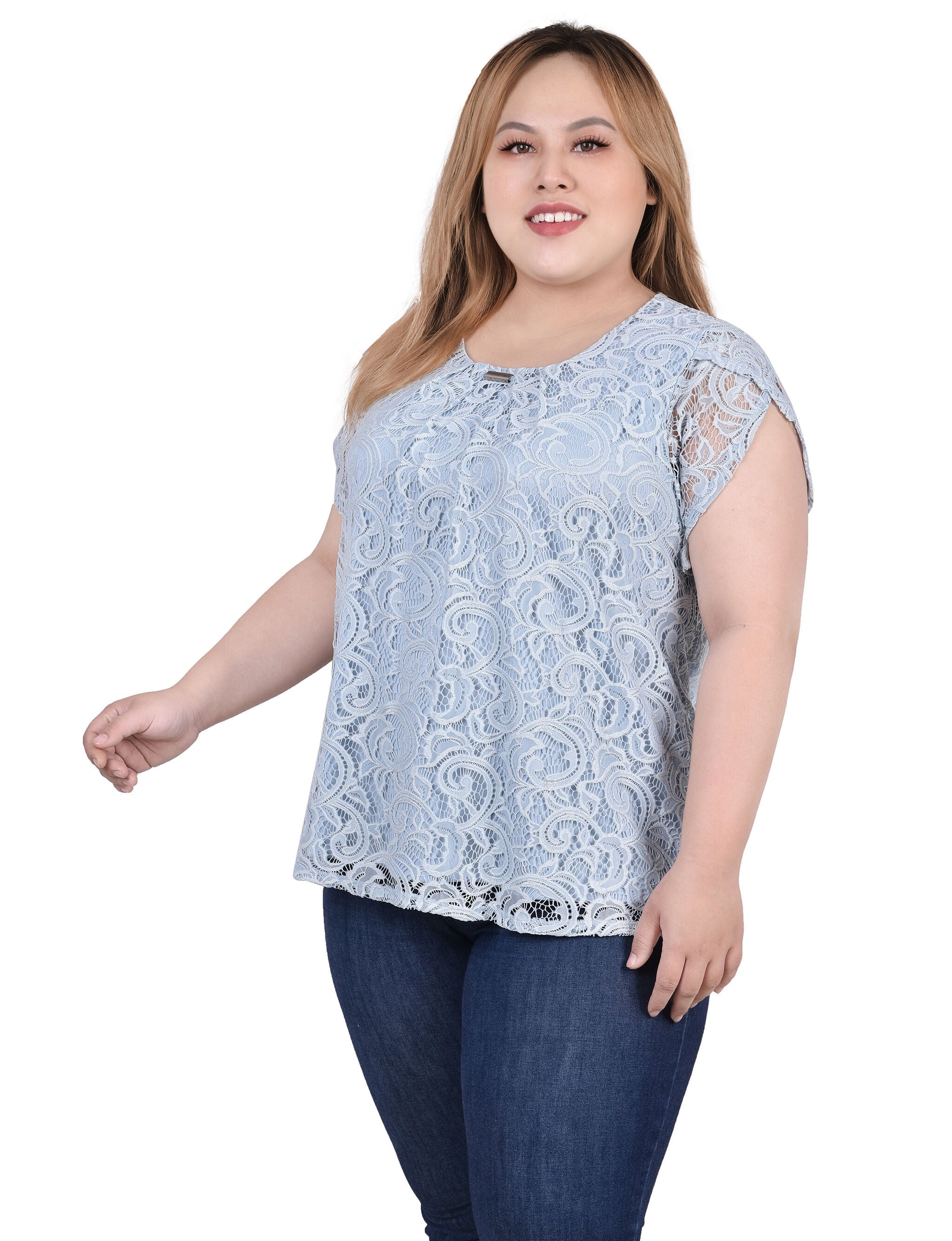 Lace Petal Sleeve Top, , alternate image number 4