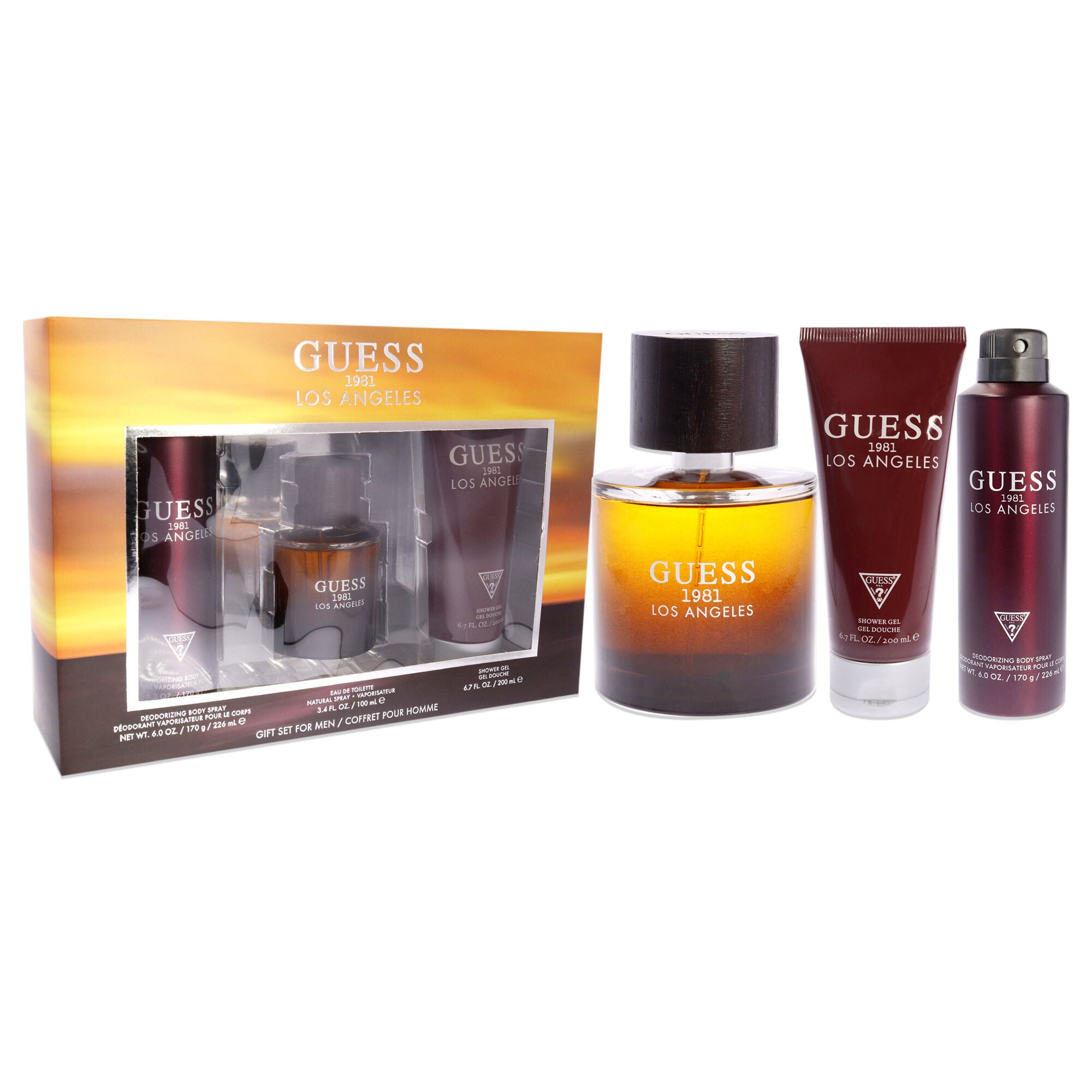 Guess 1981 Los Angeles by Guess for Men - 3 Pc Gift Set 3.4oz EDT Spray, 6.0oz Body Spray, 6.7oz Shower Gel, See Description, alternate image number 2