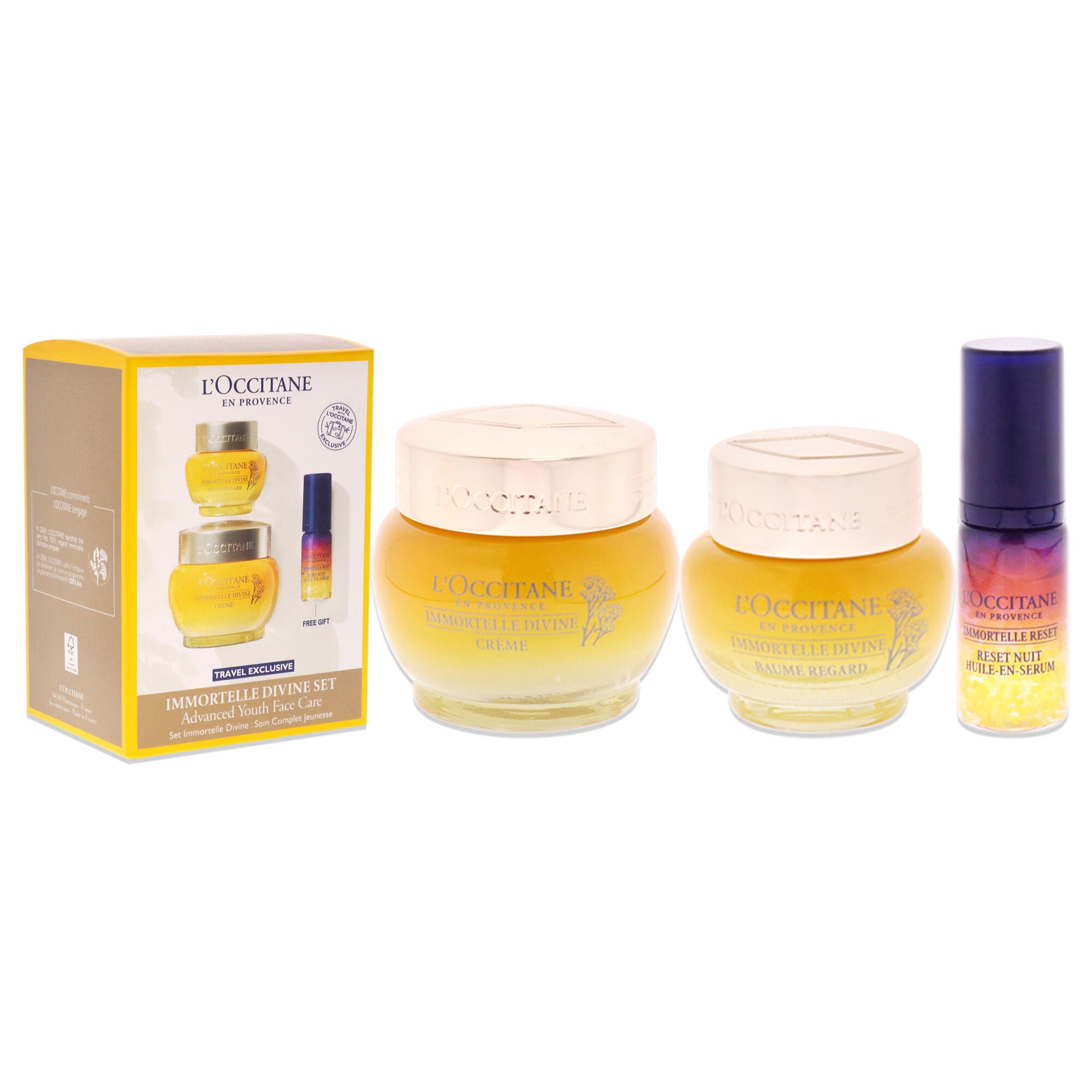 Immortelle Divine Set - Advance Youth Face Care by LOccitane for Unisex - 3 Pc 0.5oz Eye Balm, 1.7oz Cream, 0.16oz Oil-In-Serum, , alternate image number 7