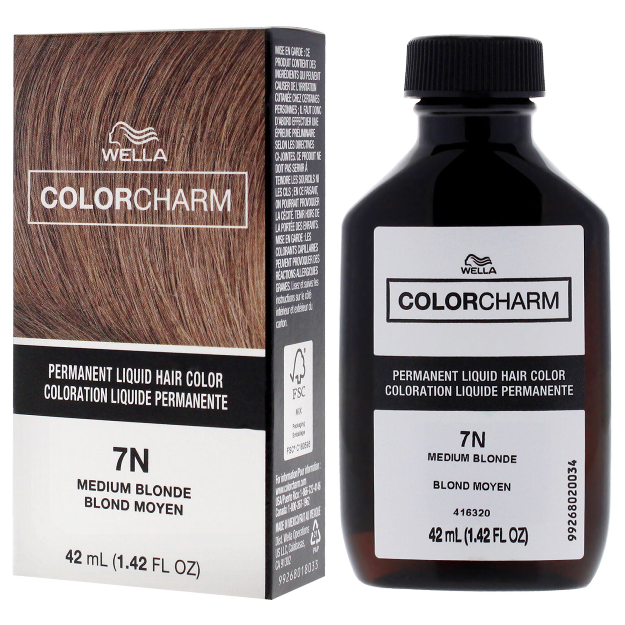 Color Charm Permanent Liquid Hair Color - 7N Medium Blonde by Wella for Unisex - 1.42 oz Hair Color, See Description, alternate image number 3