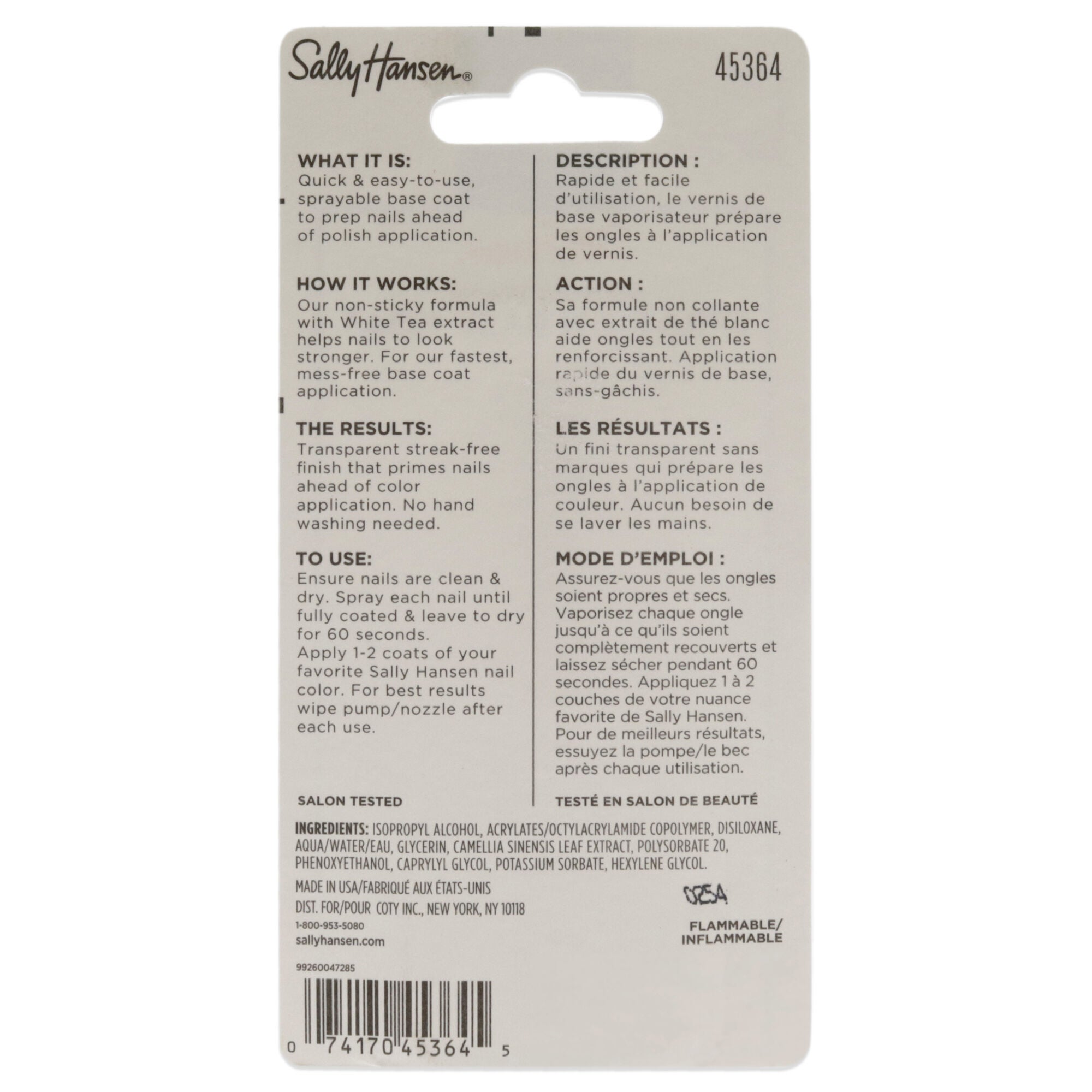 No More Stains Spray On Base Coat - 45364 by Sally Hansen for Women - 0.37 oz Spray, See Description, alternate image number 2