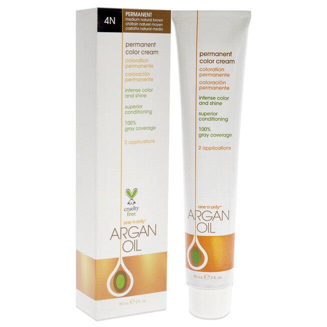 Argan Oil Permanent Color Cream - 4N Medium Natural Brown by One n Only for Unisex - 3 oz Hair Color, See Description, alternate image number 2