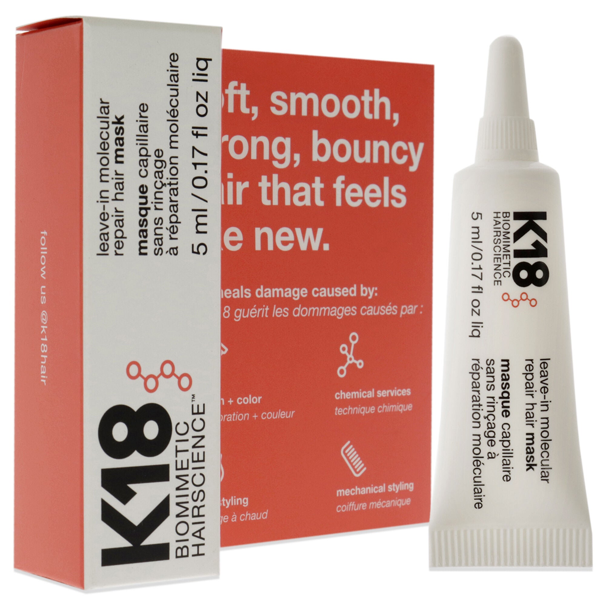 Leave-In Molecular Repair Hair Mask by K18 Hair for Unisex - 0.17 oz Masque, See Description, alternate image number 1