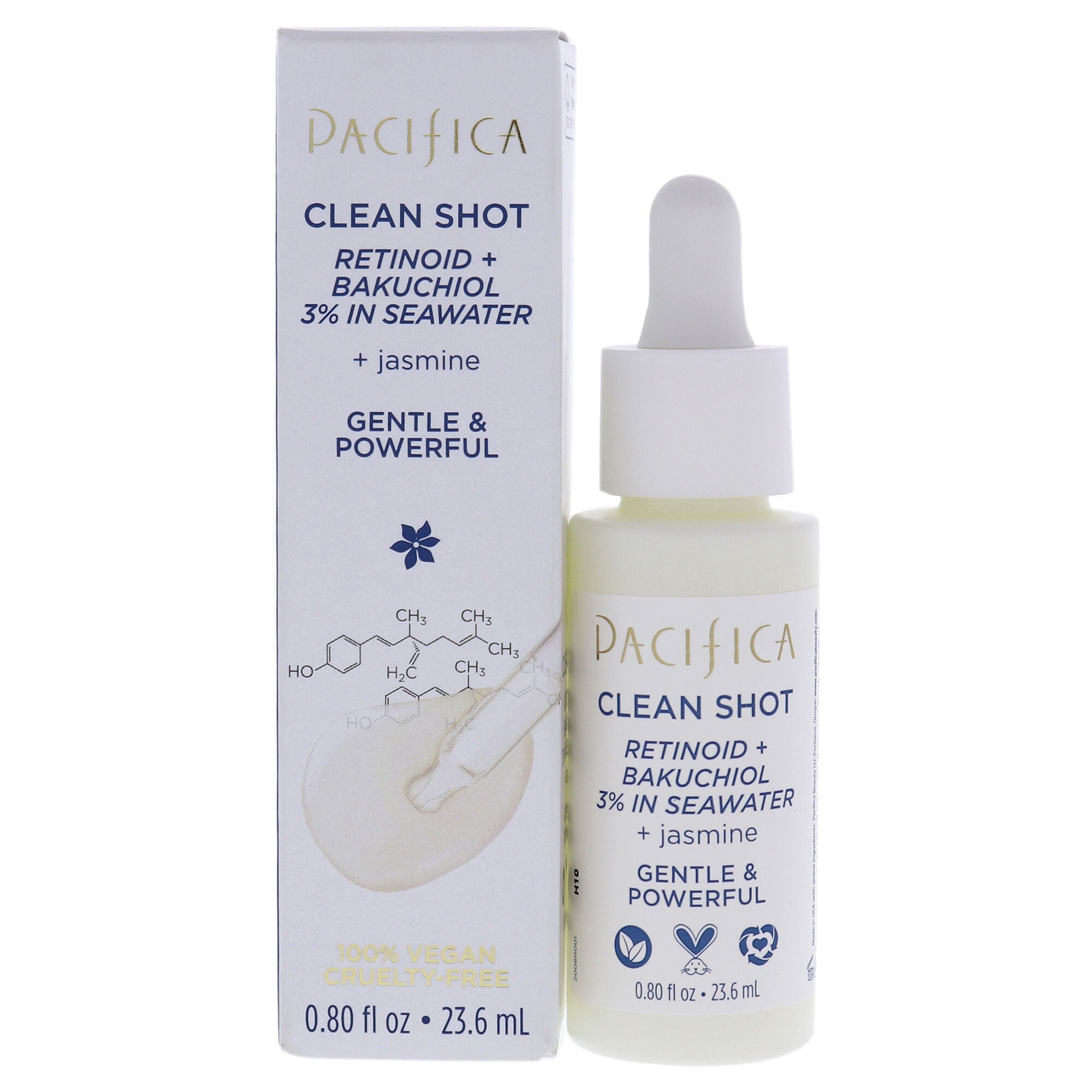 Clean Shot Retinoid and Bakuchiol 3 Percent In Seawater by Pacifica for Unisex - 0.8 oz Serum, See Description, hi-res image number 0
