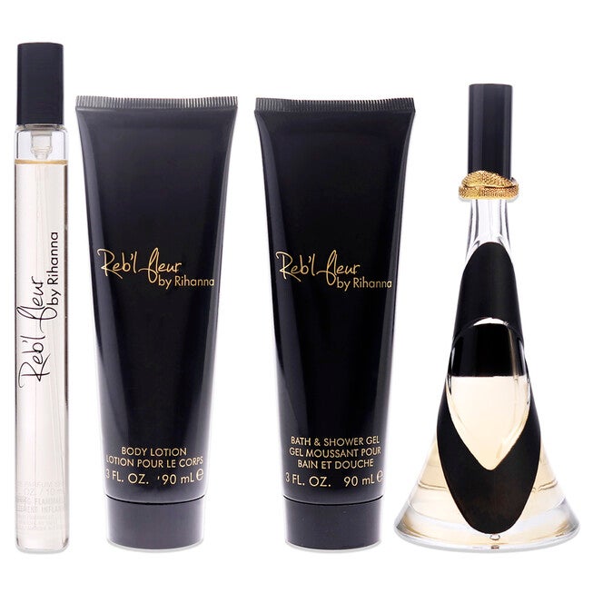 Rebl Fleur by Rihanna for Women - 4 Pc Gift Set 3.4oz EDP Spray, 3oz Body Lotion, 3oz Bath and Shower Gel, 10ml EDP Spray, NA, alternate image number null