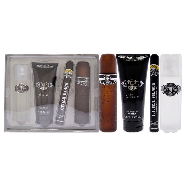 Cuba Black by Cuba for Men - 4 Pc Gift Set 3.4oz EDT Spray, 1.7oz EDT Spray, 3.3oz After Shave, 6.7oz Shower Gel, , alternate image number null