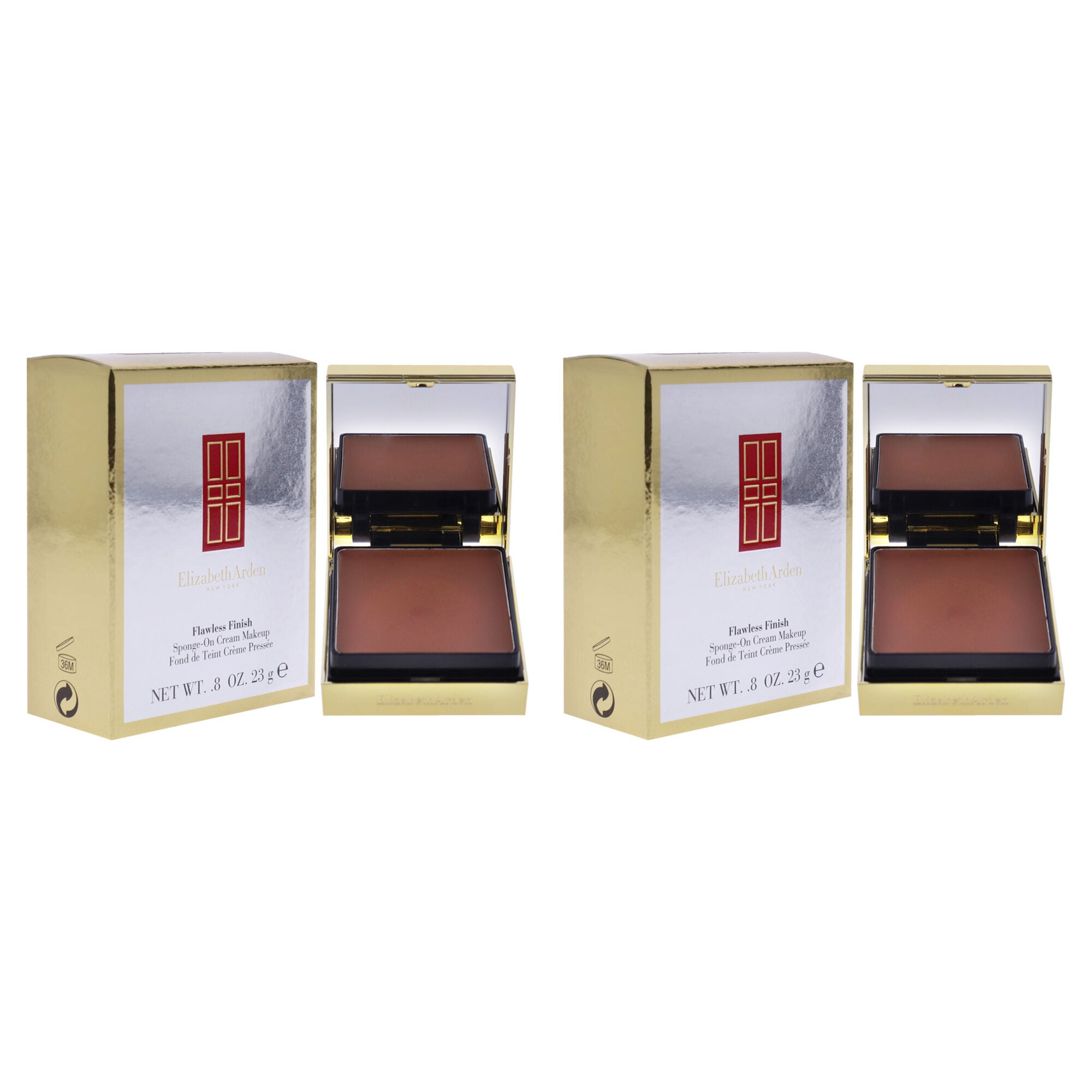 Flawless Finish Sponge-On Cream Makeup - 57 Chestnut by Elizabeth Arden for Women - 0.8 oz Foundation - Pack of 2, Brown, alternate image number 2