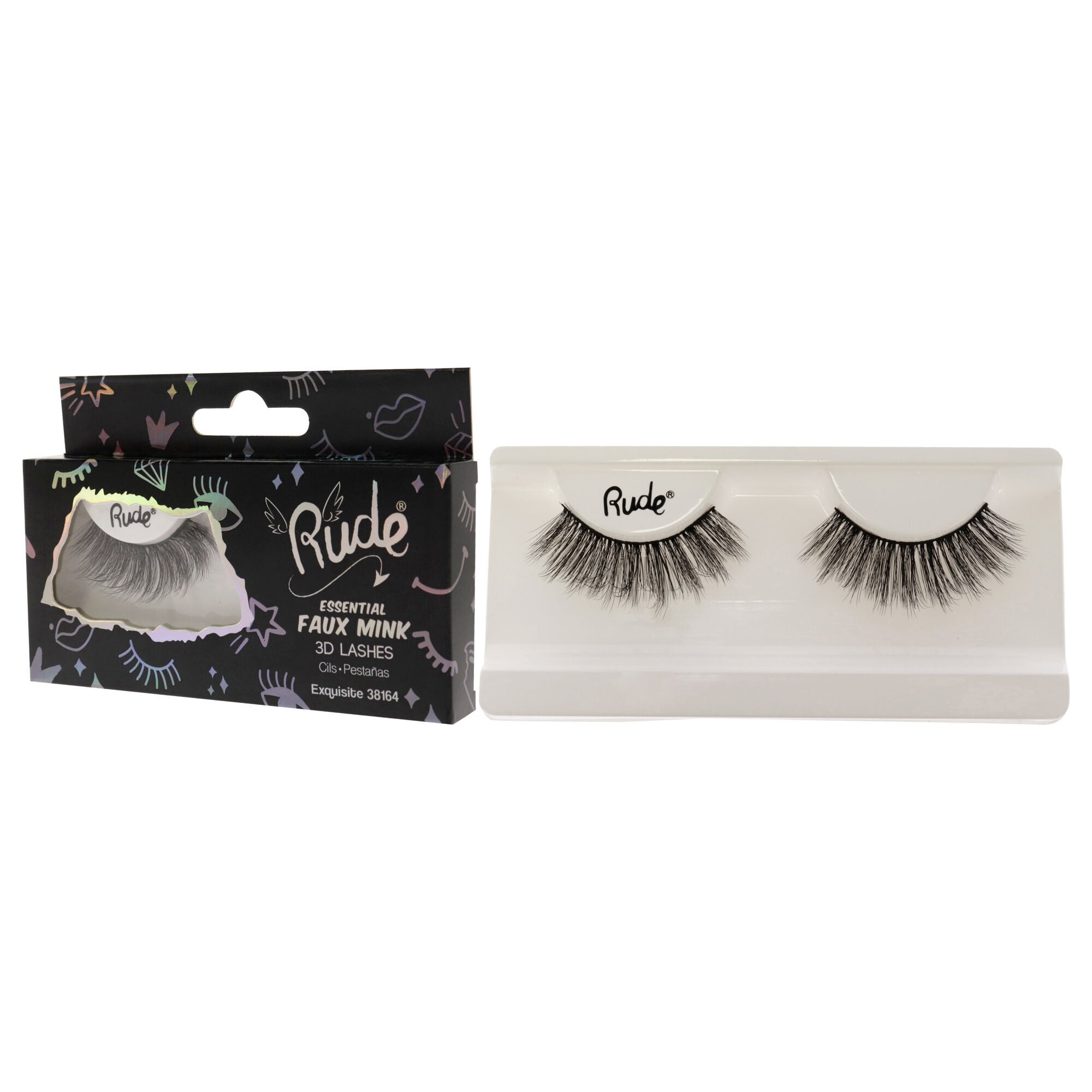 Essential Faux Mink 3D Lashes - Exquisite by Rude Cosmetics for Women - 1 Pc Pair, See Description, alternate image number 3