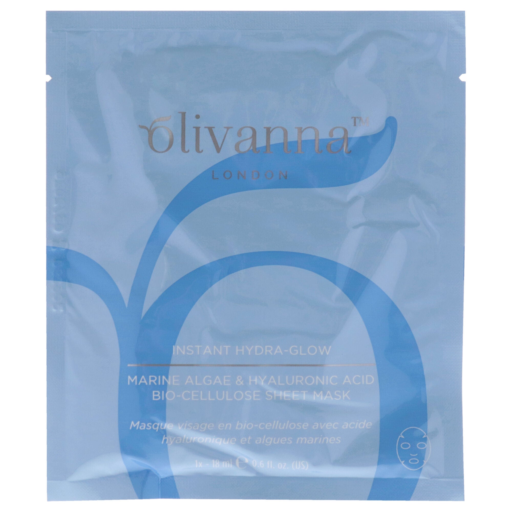 Instant Hydra-Glow Marine Algae And Hyaluronic Acid Bio-Cellulose Sheet Mask by Olivanna for Women - 5 x 0.6 oz Mask, See Description, alternate image number 3