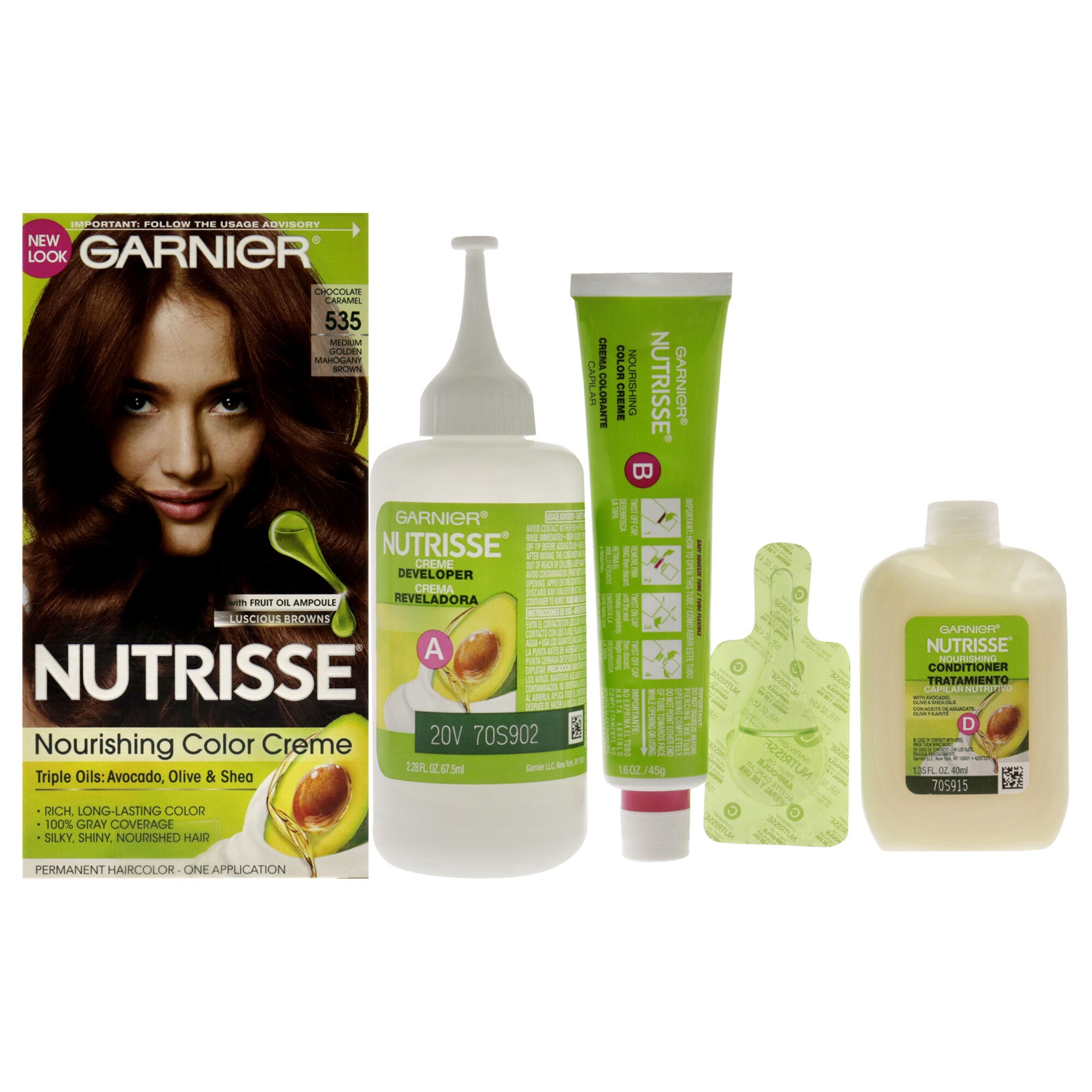 Nutrisse Nourishing Color Creme - 535 Medium Golden Mahogany Brown by Garnier for Unisex - 1 Application Hair Color, See Description, hi-res image number 0