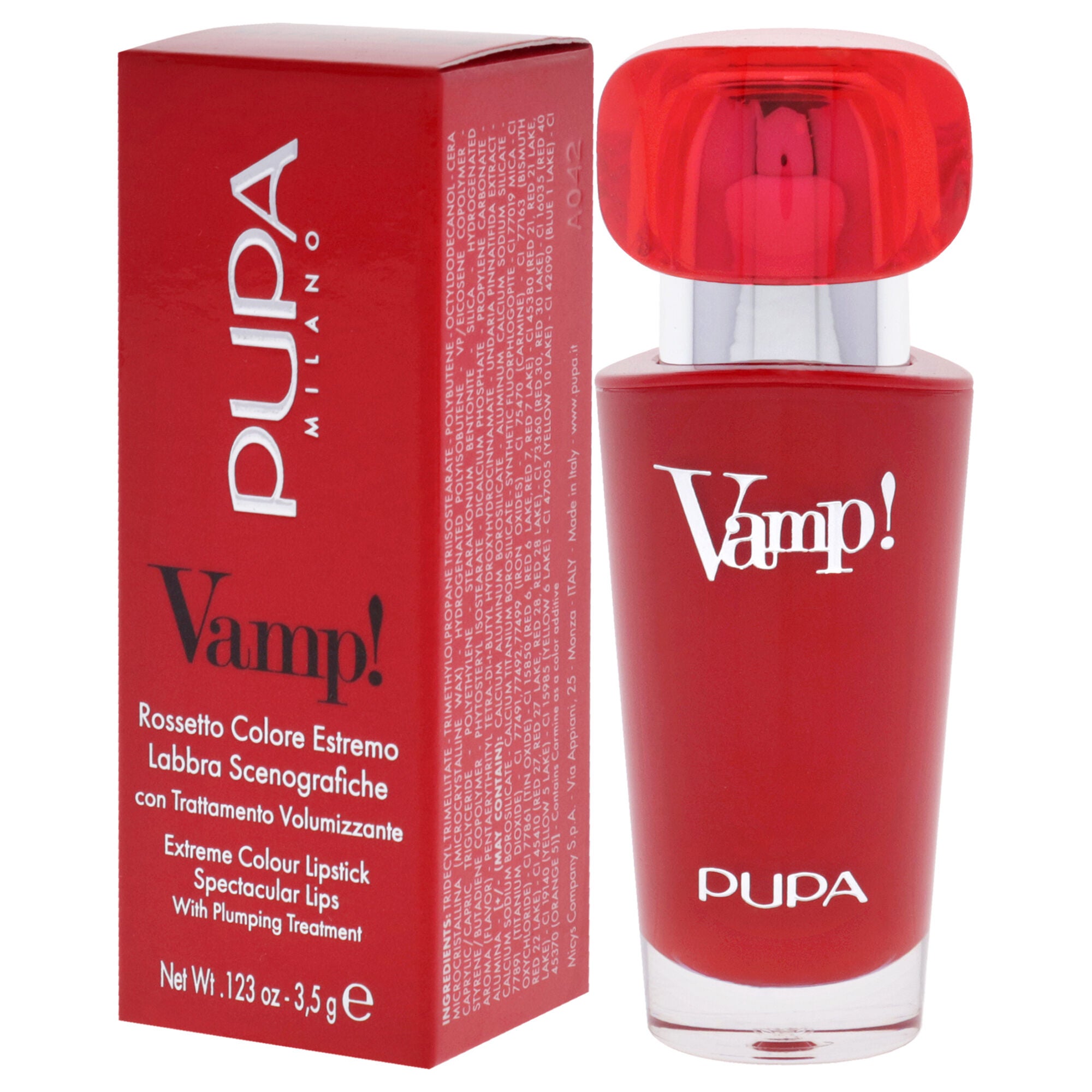 Vamp! Extreme Colour Lipstick with Plumping Treatment - 102 Rose Nude by Pupa Milano for Women - 0.123 oz Lipstick, See Description, alternate image number 2