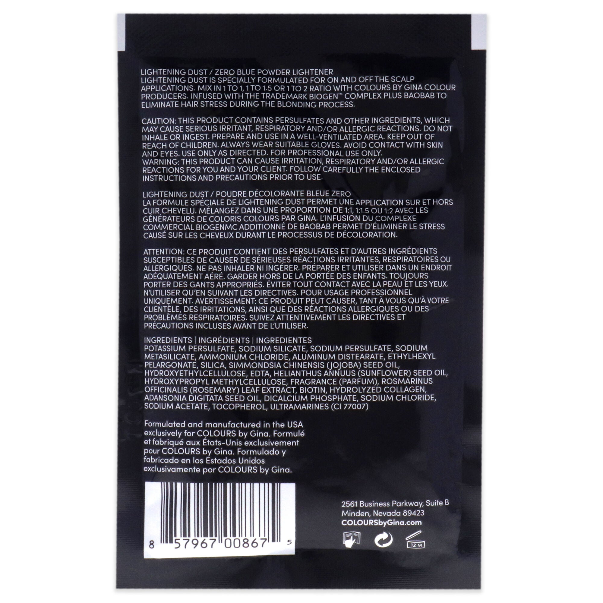 Lightening Dust by Colours By Gina for Unisex - 17.5 oz Hair Color, See Description, alternate image number 2