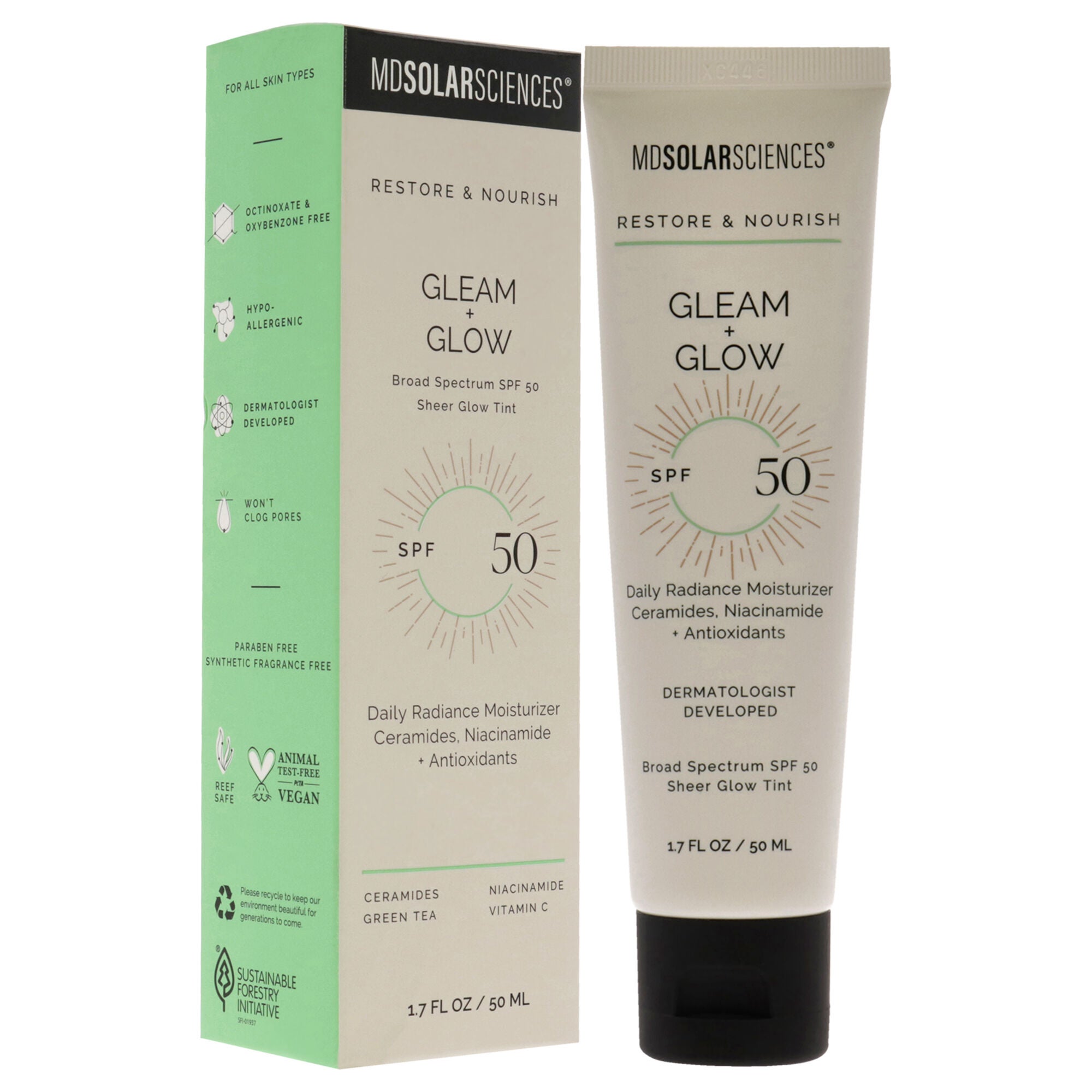 Gleam Plus Glow SPF 50 by MDSolarSciences for Women - 1.7 oz Moisturizer, See Description, alternate image number 1