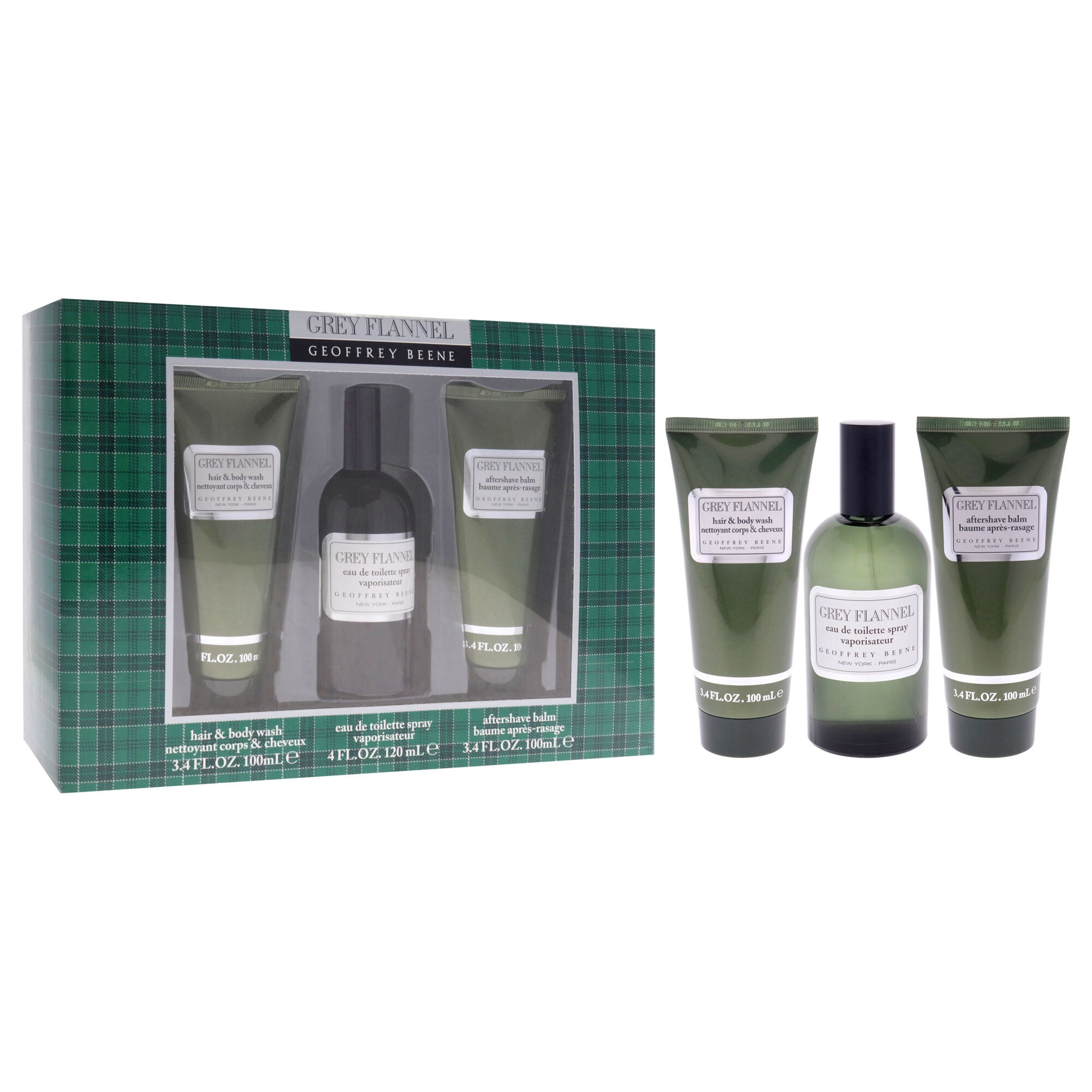 Grey Flannel by Geoffrey Beene for Men - 3 Pc Gift Set 4oz EDT Spray, 3.4oz After Shave Balm, 3.4oz Hair and Body Wash, See Description, alternate image number 2