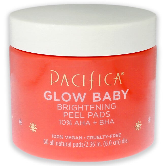 Glow Baby Brightening Peel Pads 10 Percent AHA Plus BHA by Pacifica for Unisex - 60 Pc Pads, NA, hi-res image number null