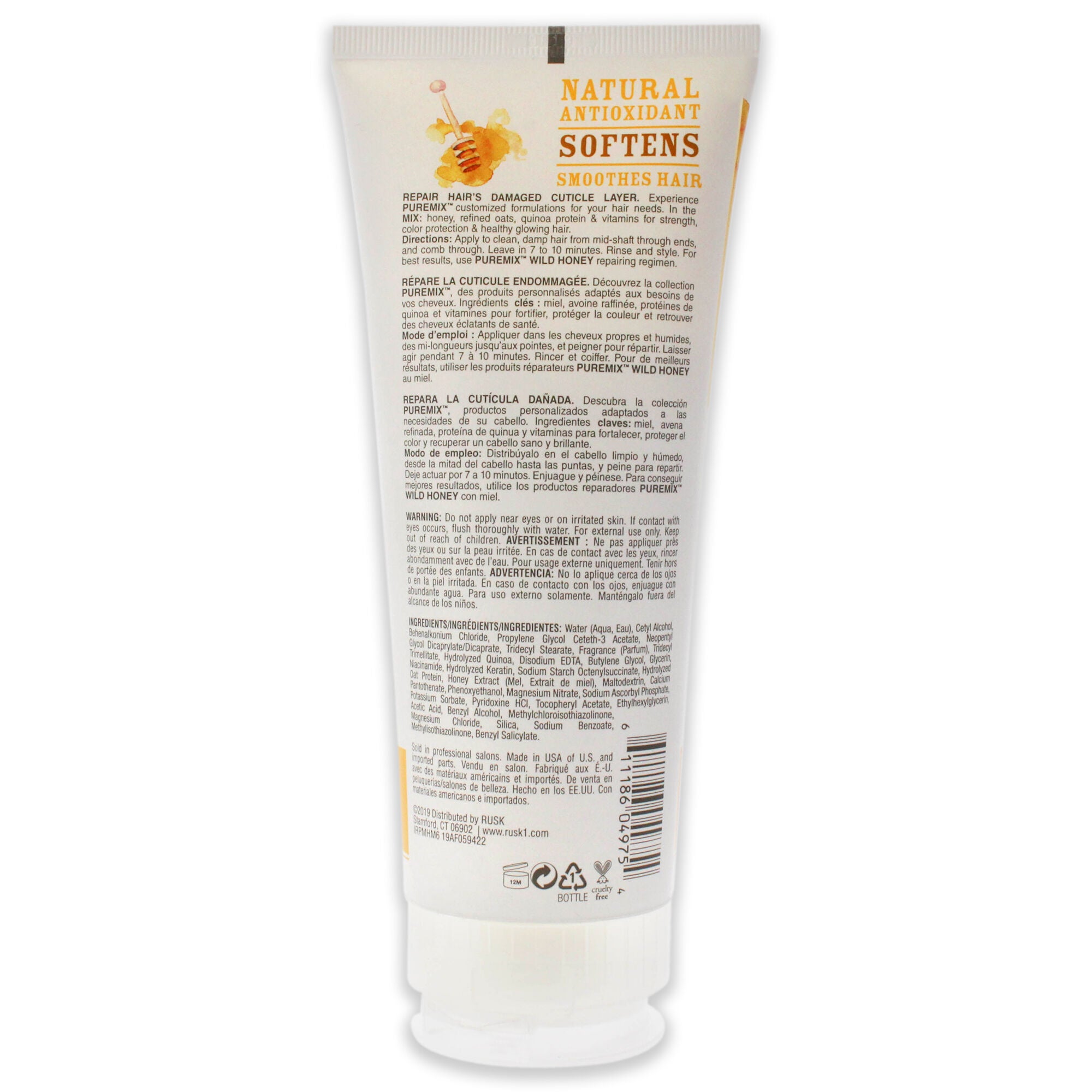 Puremix Wild Honey Repairing Mask - Dry Hair by Rusk for Unisex - 6 oz Mask, , alternate image number 3
