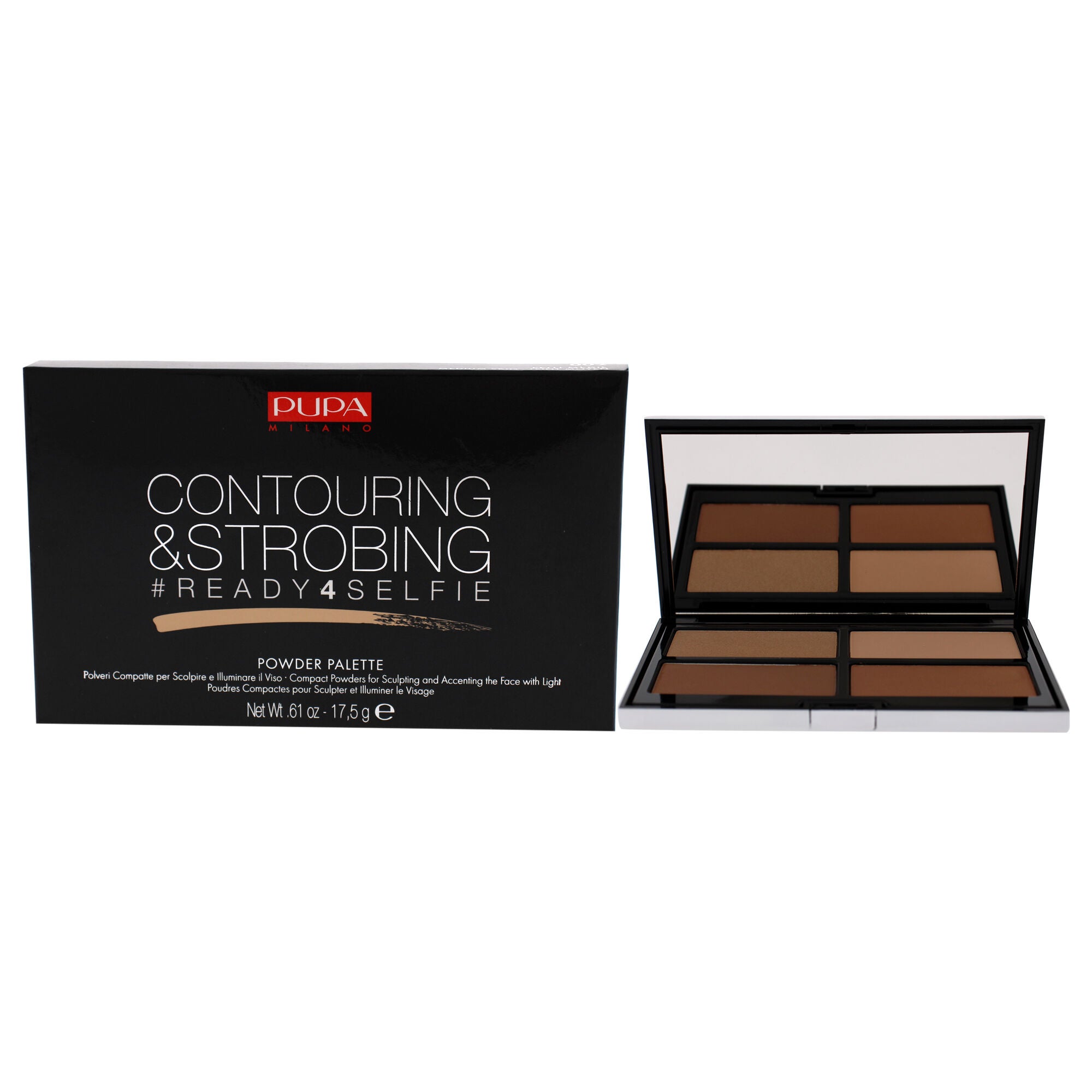 Ready 4 Selfie Contouring And Strobing Powder Palette - 002 Medium Skin by Pupa Milano for Women - 0.61 oz Makeup, See Description, hi-res image number 0