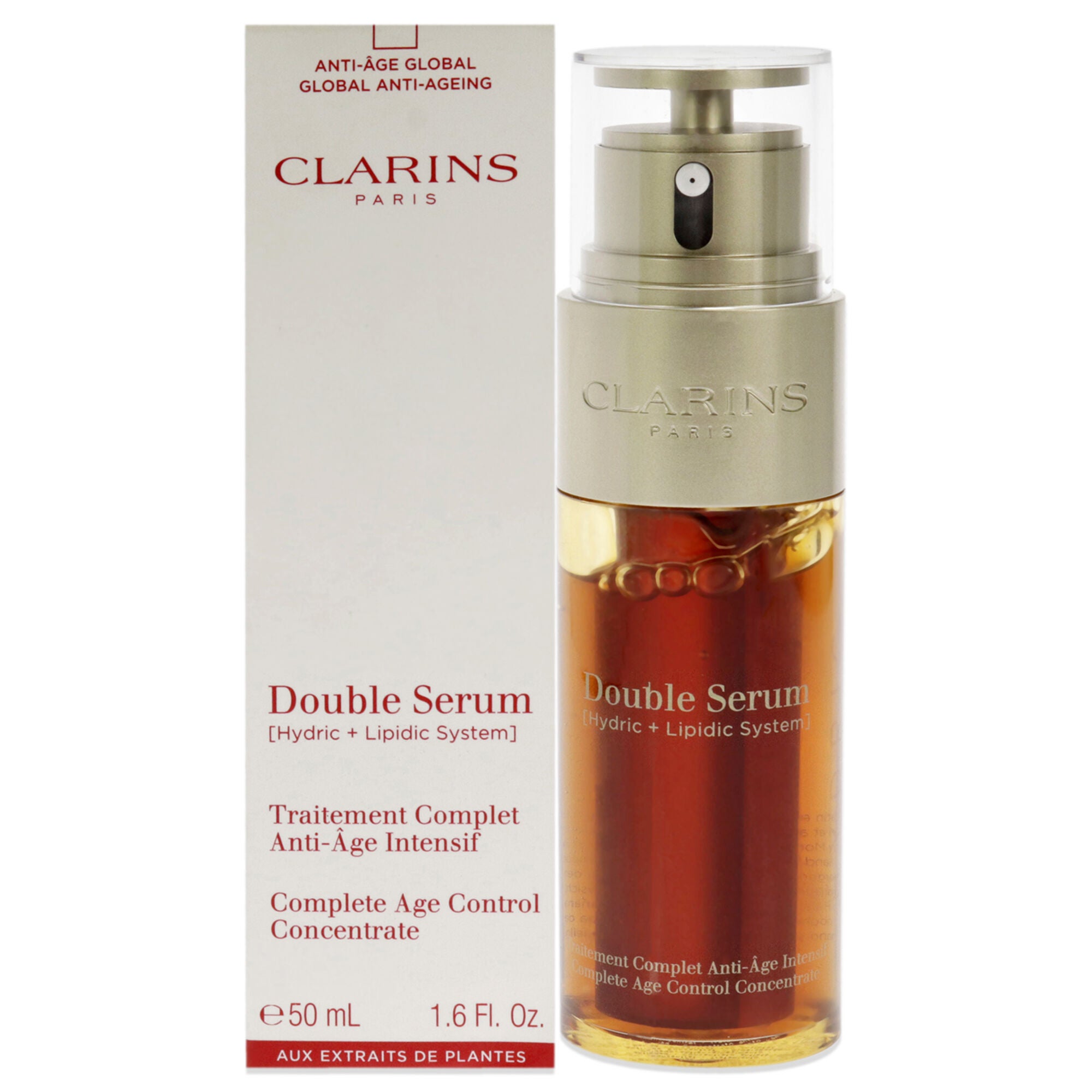 Double Serum Complete Age Control Concentrate by Clarins for Unisex - 1.6 oz Serum, See Description, hi-res image number 0