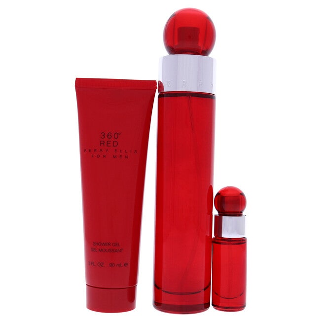 360 Red by Perry Ellis for Men - 3 Pc Gift Set 3.4oz EDT Spray, 7.5ml EDT Mini Spray, 3oz Shower Gel, NA, alternate image number null